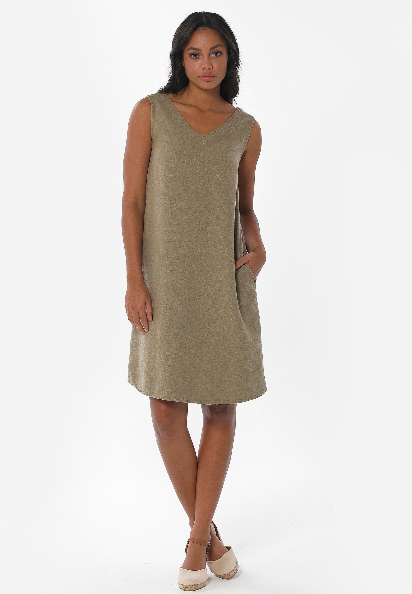 Kleid aus Bio-Baumwolle und Leinen