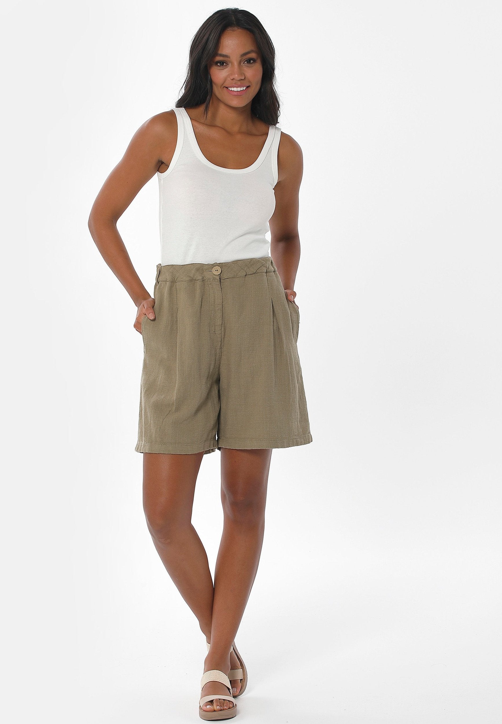 Shorts aus Leinen-Bio Baumwolle Mix mit LENZING™ ECOVERO™