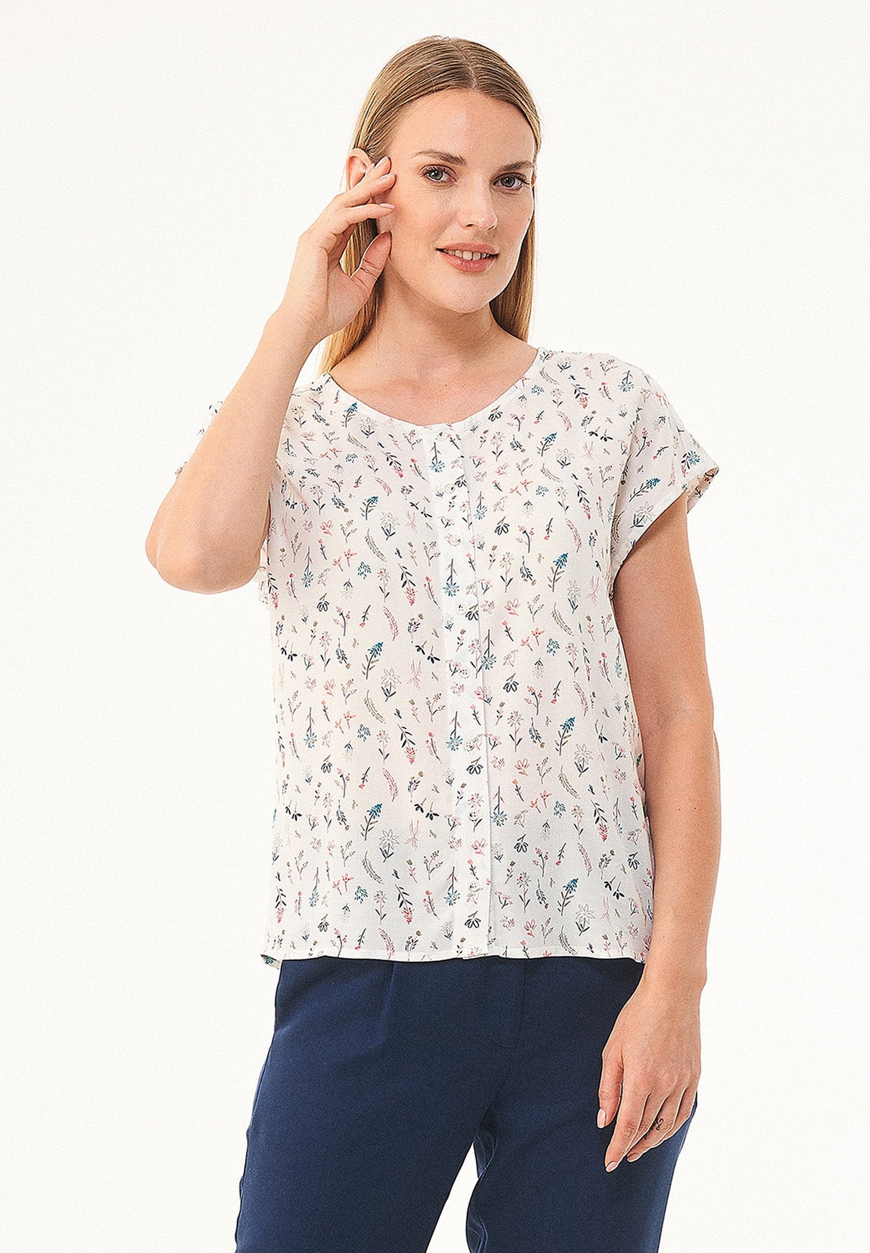 Bluse aus Bio-Baumwolle und Bambus mit Blumenmuster