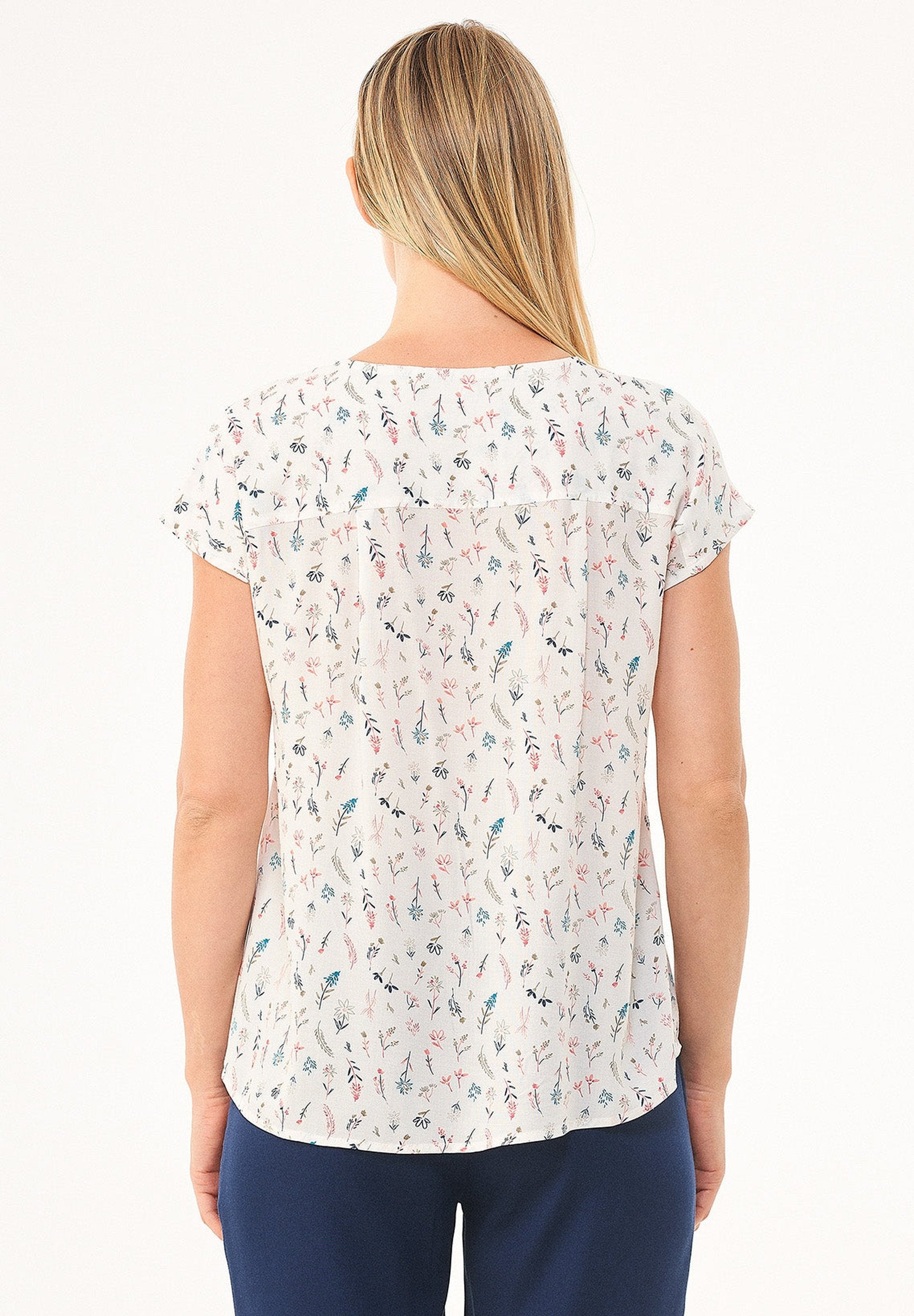 Bluse aus Bio-Baumwolle und Bambus mit Blumenmuster
