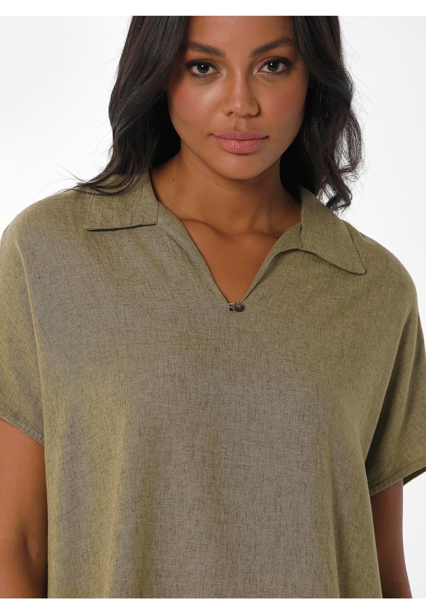 Bluse aus LENZING™ ECOVERO™  und Leinen