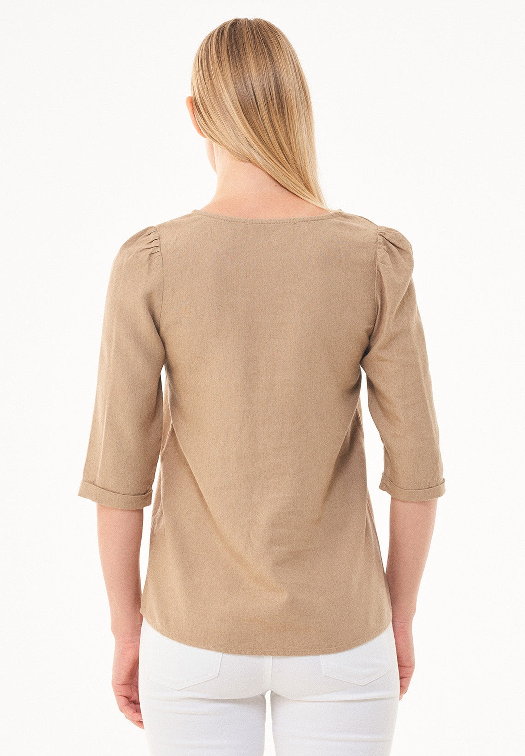 3/4-Arm Bluse aus LENZING™ ECOVERO™  und Leinen
