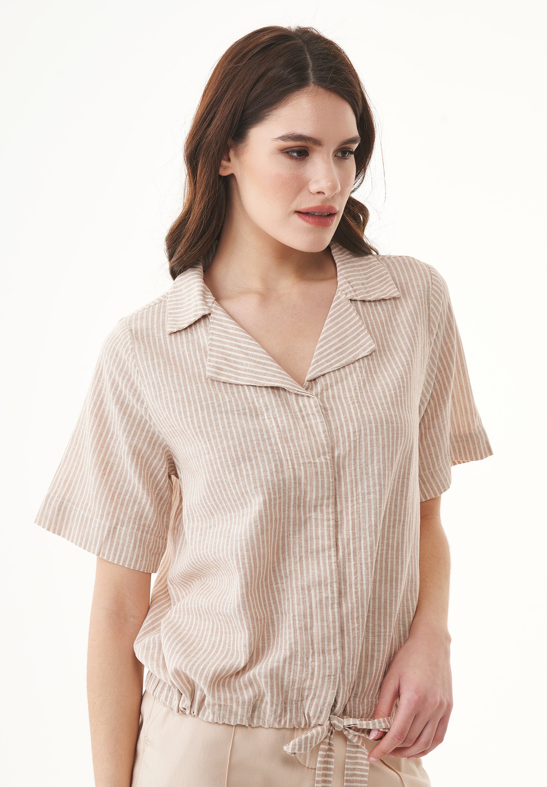 Bluse aus Bio-Baumwolle und Leinen