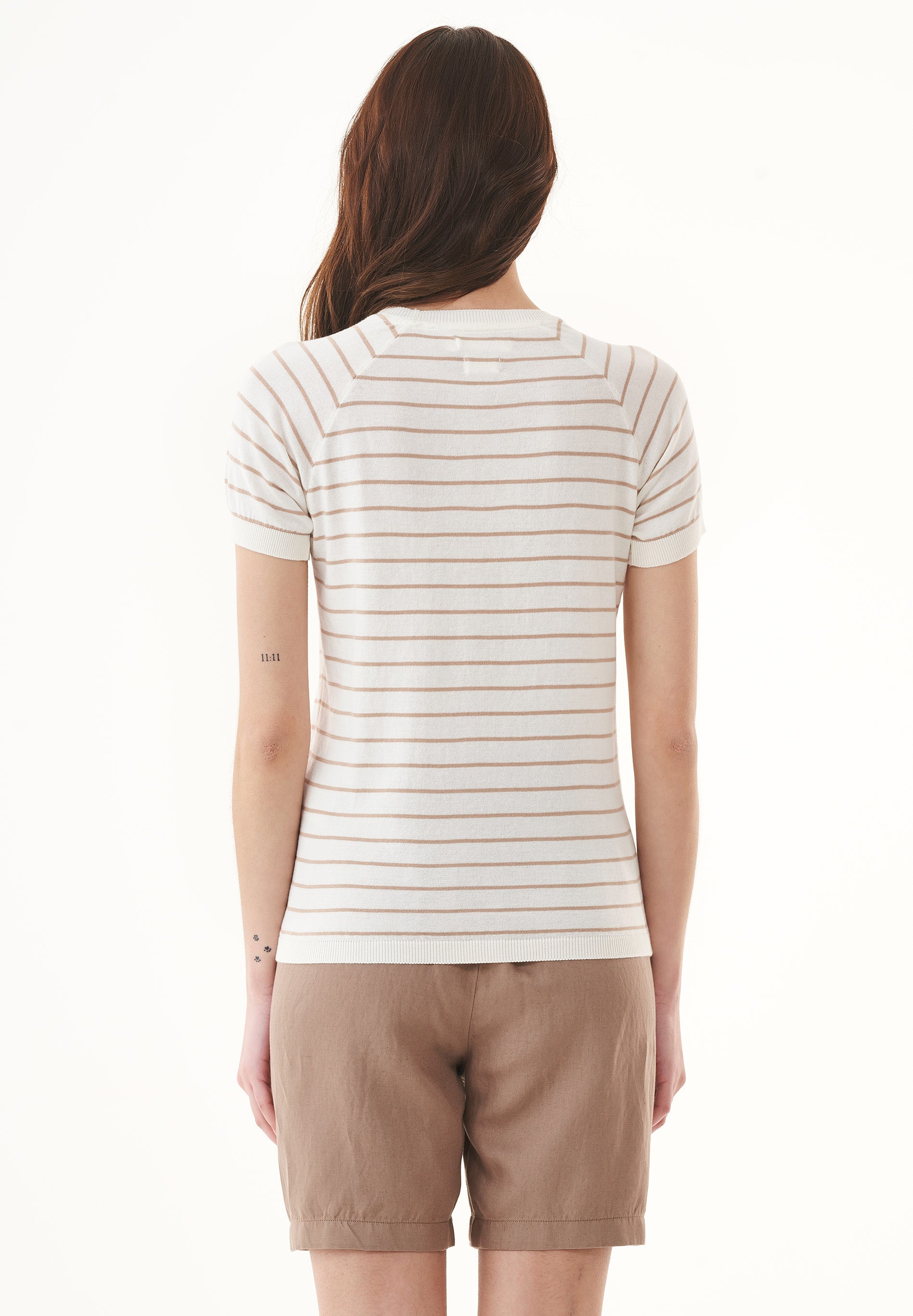 Feinstrick-T-Shirt aus Bio-Baumwolle mit Streifen