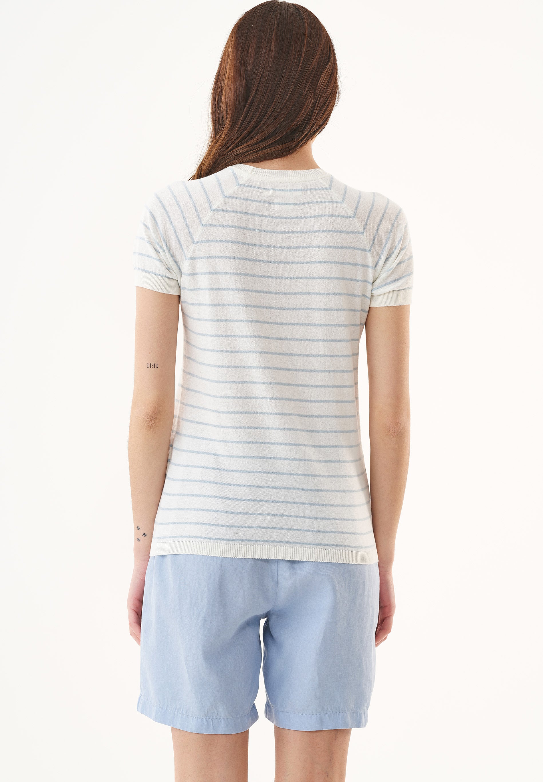 Feinstrick-T-Shirt aus Bio-Baumwolle mit Streifen