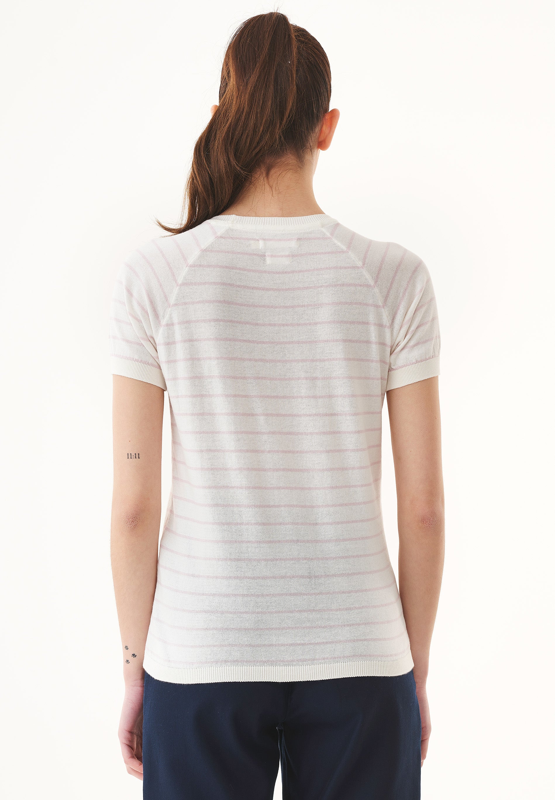 Feinstrick-T-Shirt aus Bio-Baumwolle mit Streifen
