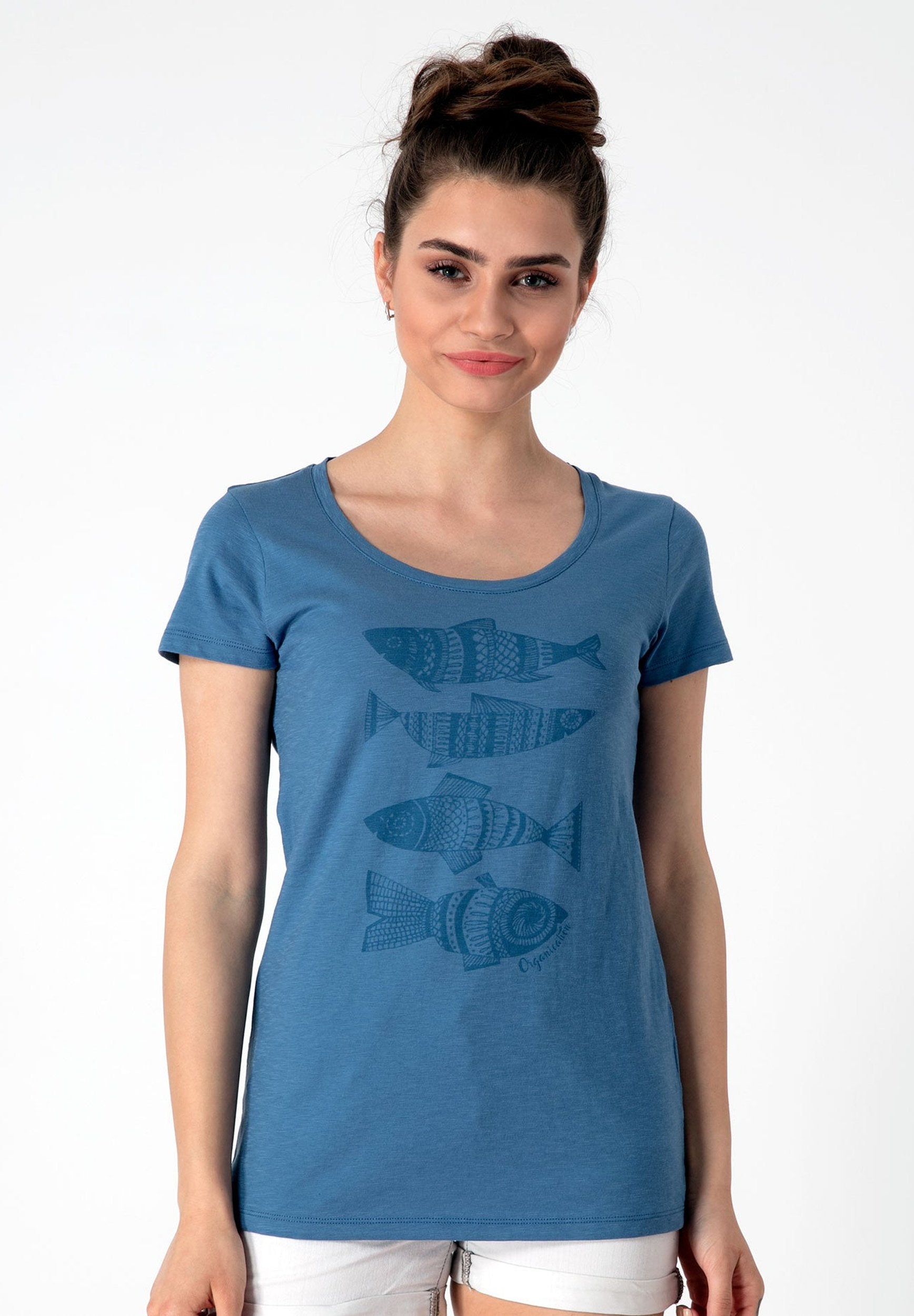 T-Shirt mit Fischmotiven aus Bio-Baumwolle