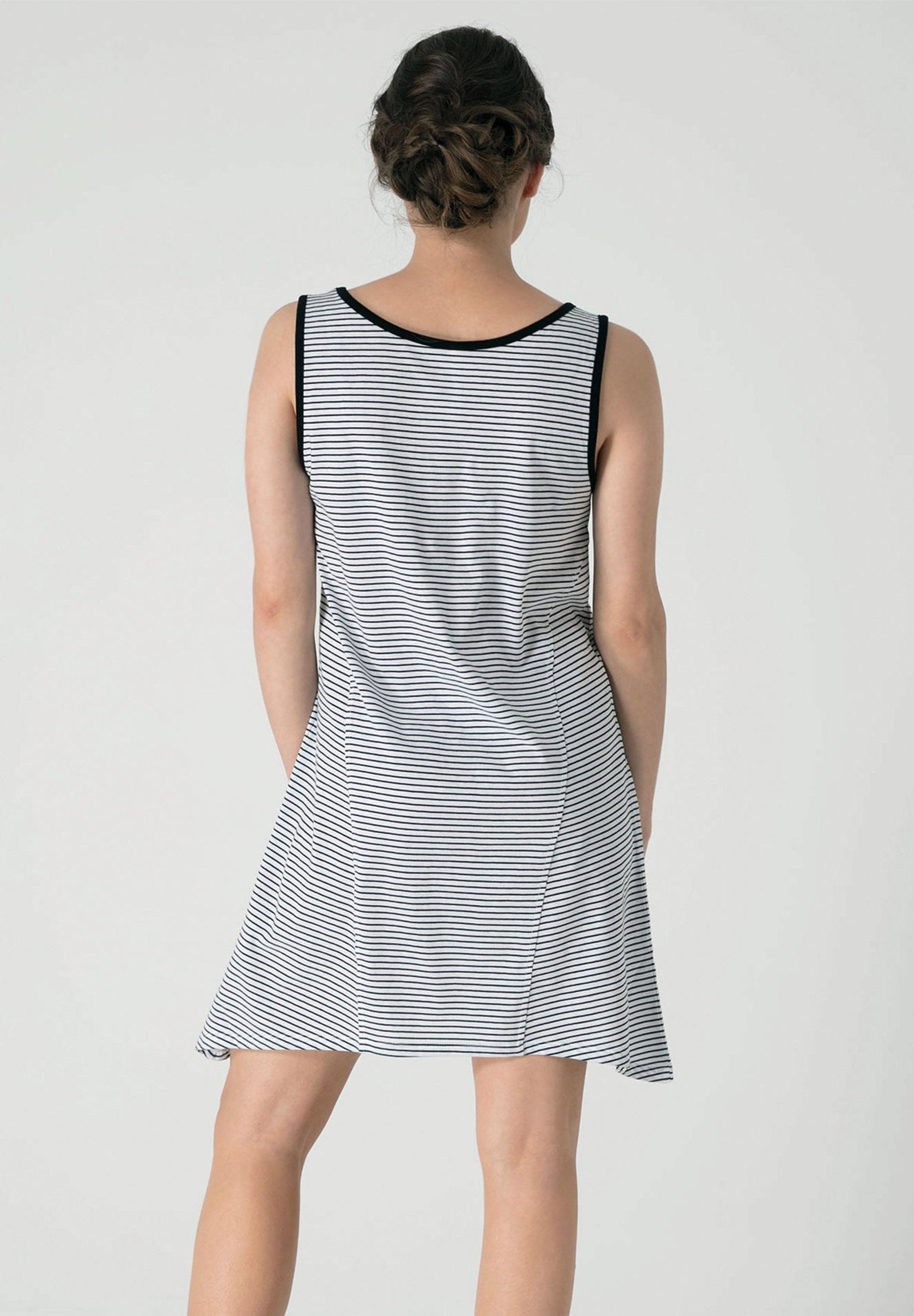 Ärmelloses Gestreiftes Jersey-Kleid aus Bio-Baumwolle