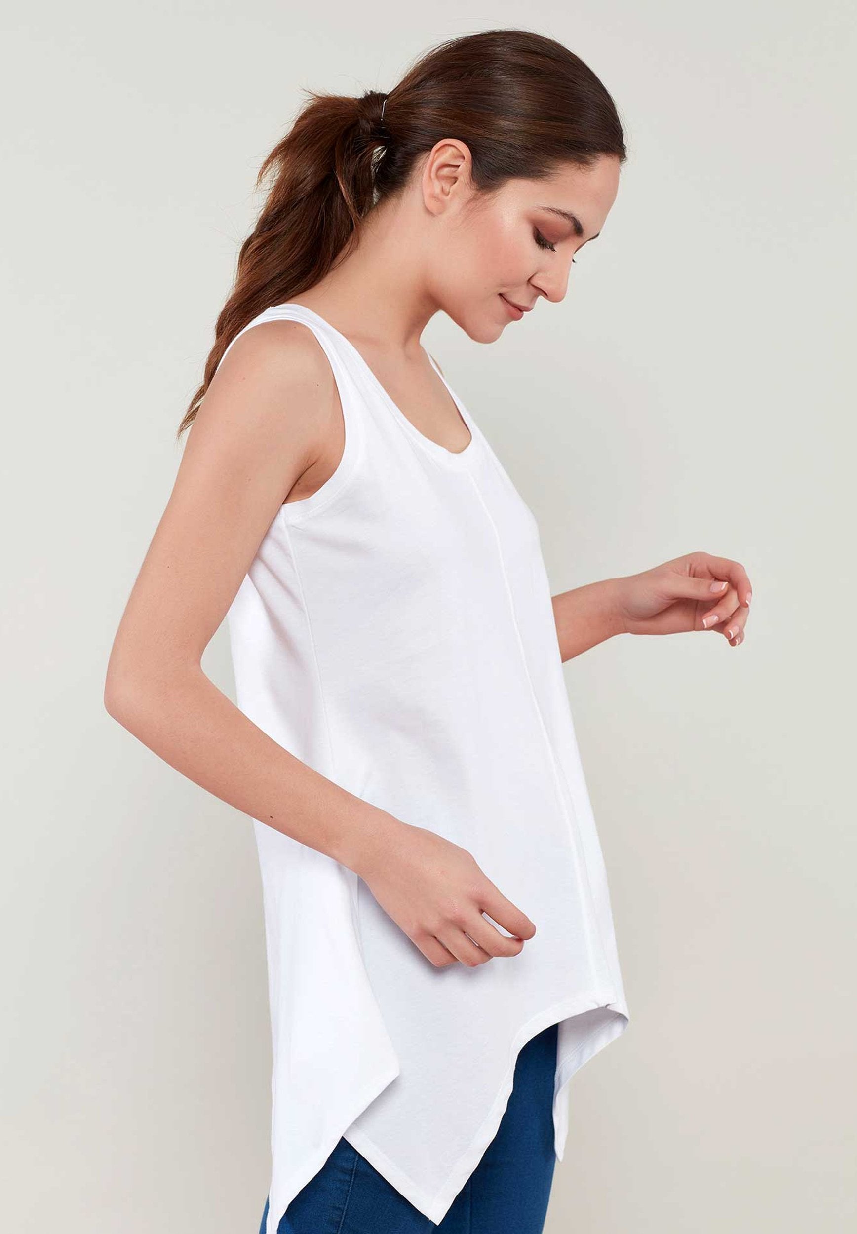 Tank Top aus Bio-Baumwolle mit Asymmetrischem Saum