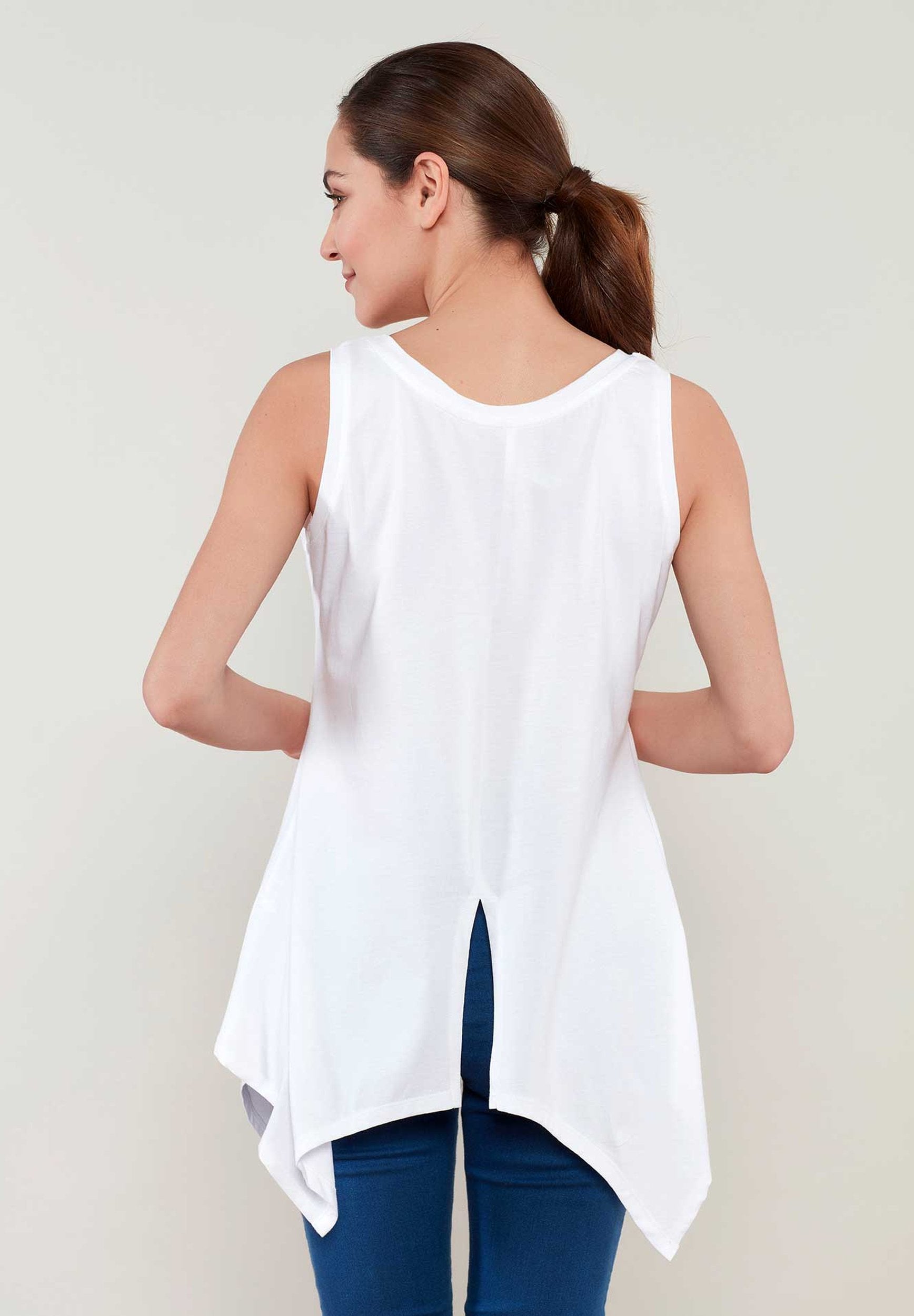 Tank Top aus Bio-Baumwolle mit Asymmetrischem Saum