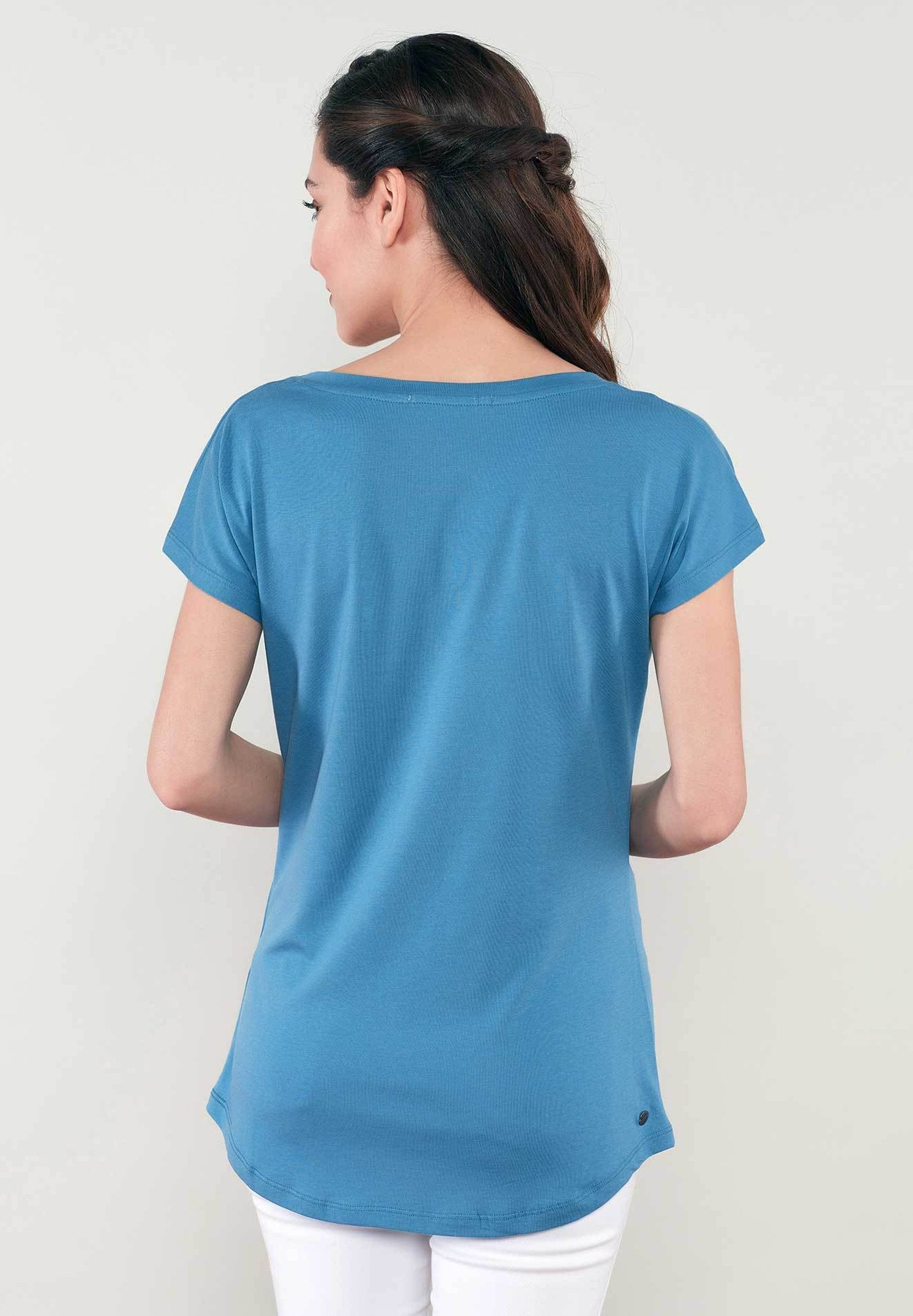 Damen T-shirt aus TENCEL™ Lyocell und Bio-Baumwolle WOR5276 Aegean Blue