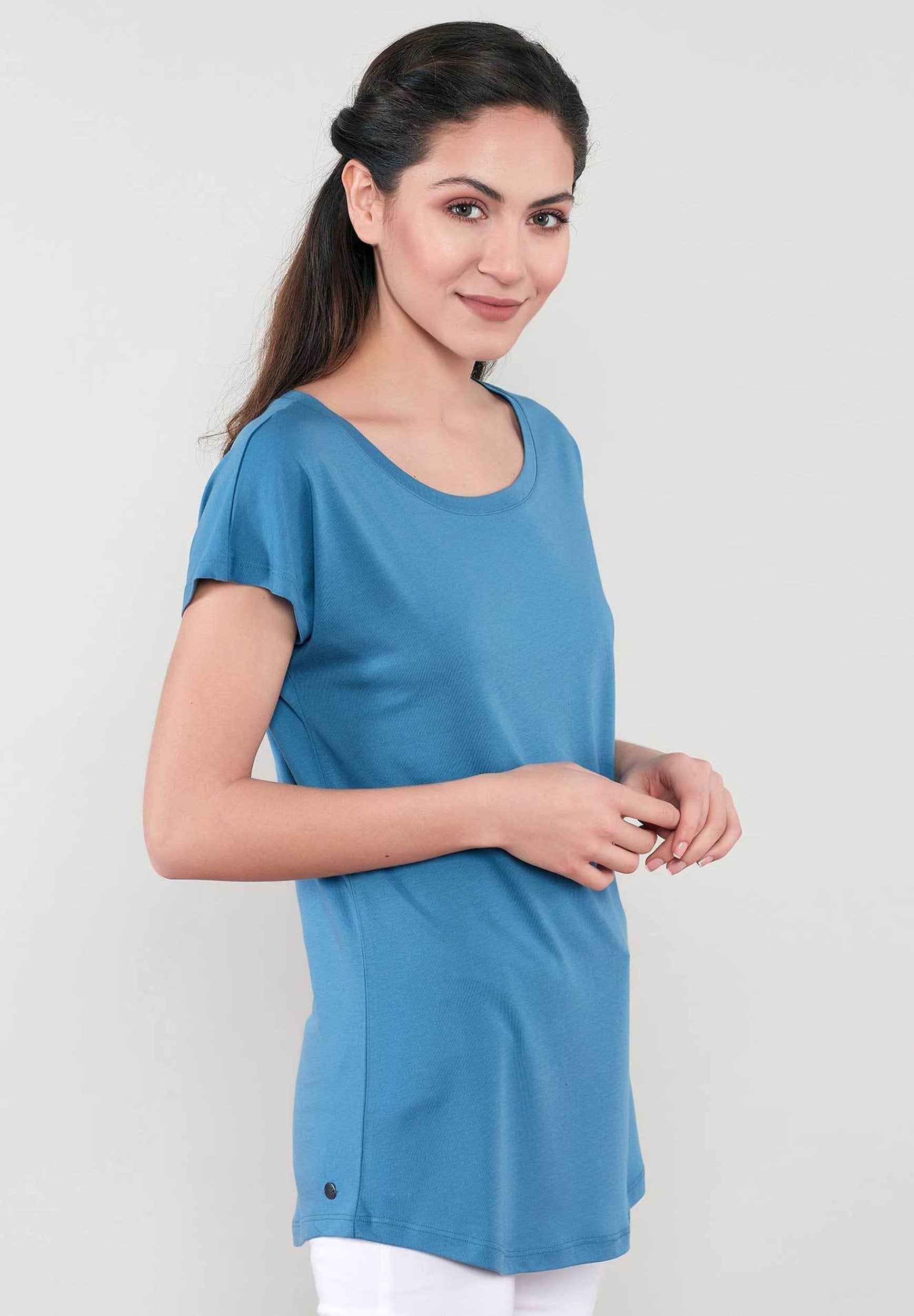 Damen T-shirt aus TENCEL™ Lyocell und Bio-Baumwolle WOR5276 Aegean Blue