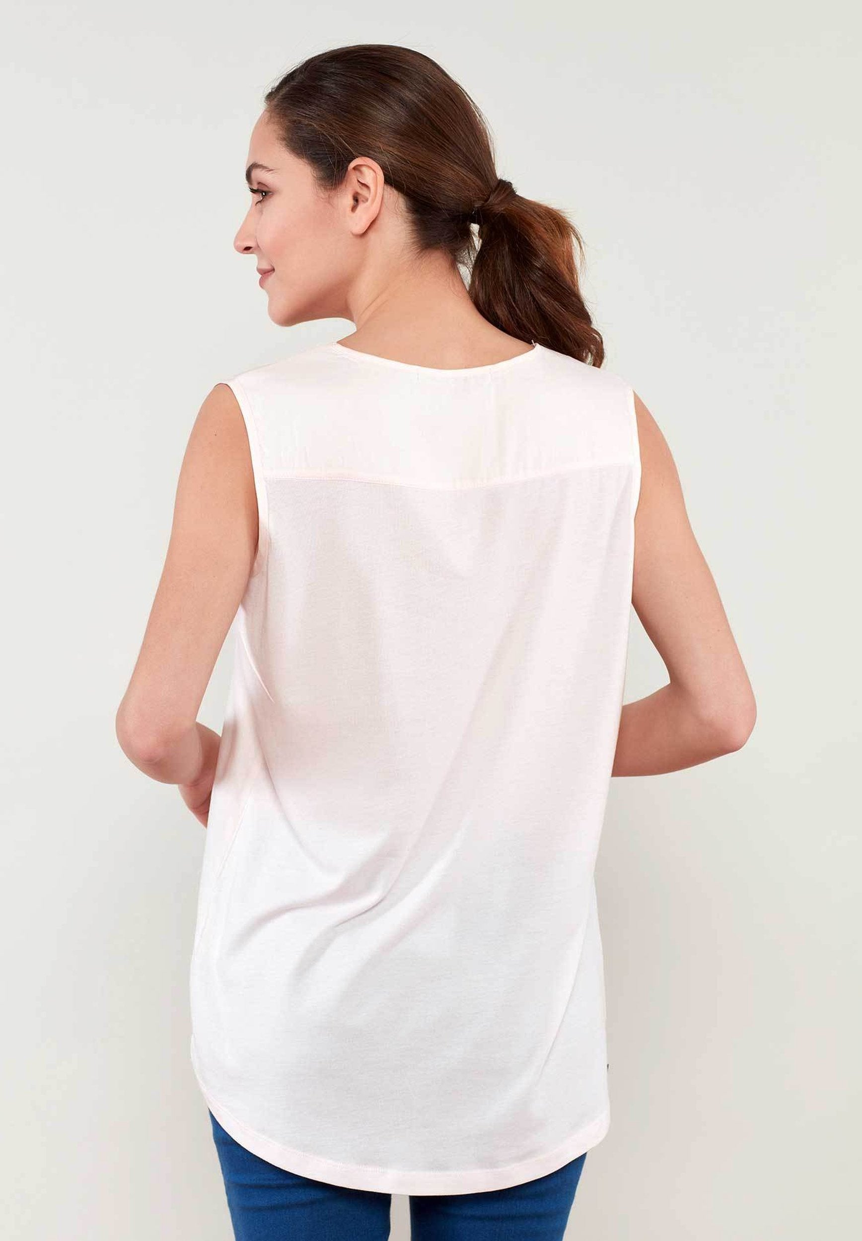 Damen Ärmellose Bluse aus TENCEL™ Lyocell mit V-Ausschnitt WOR5281 Rosewater