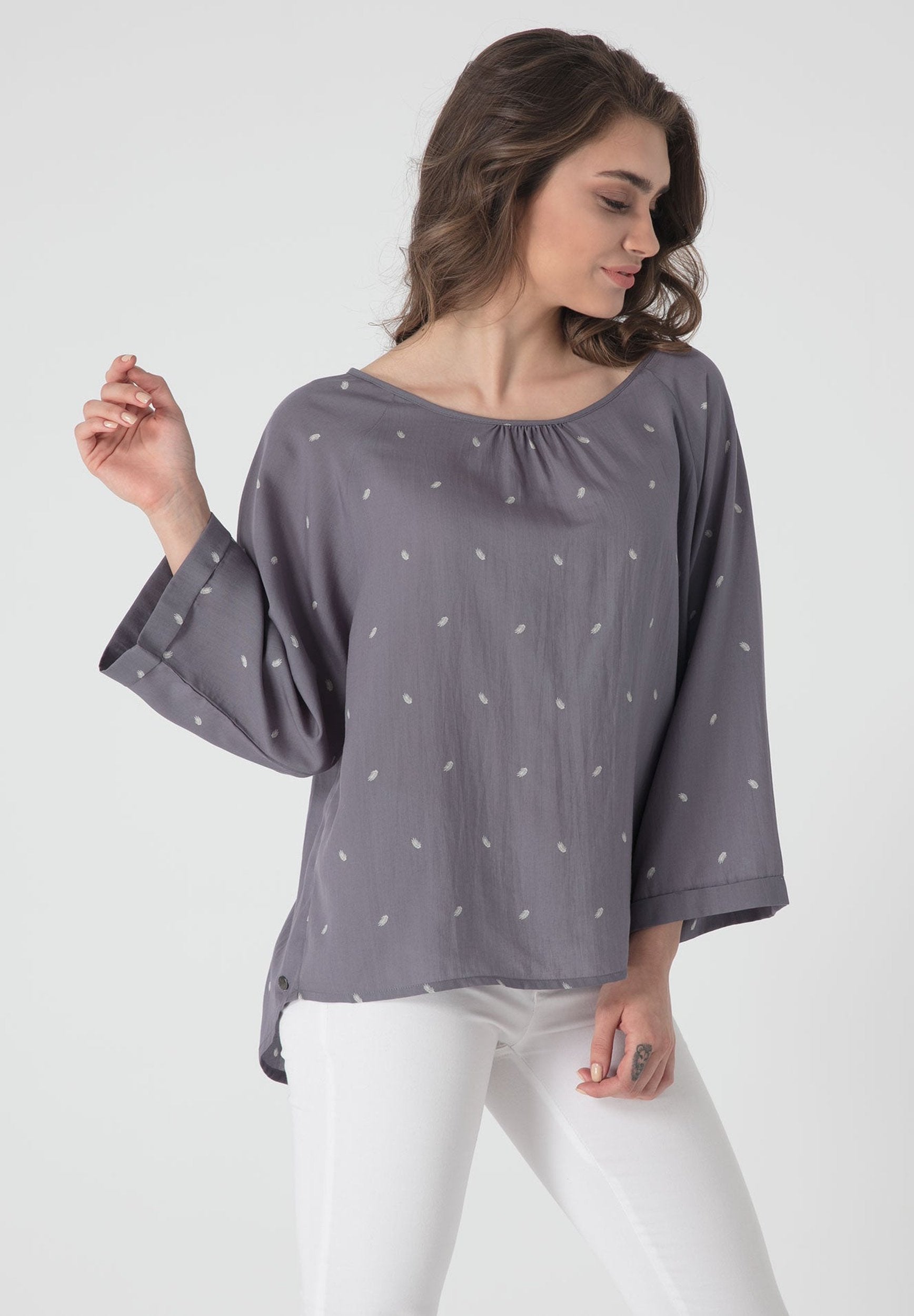 Langarm Bluse aus TENCEL™ Lyocell mit Allover Print