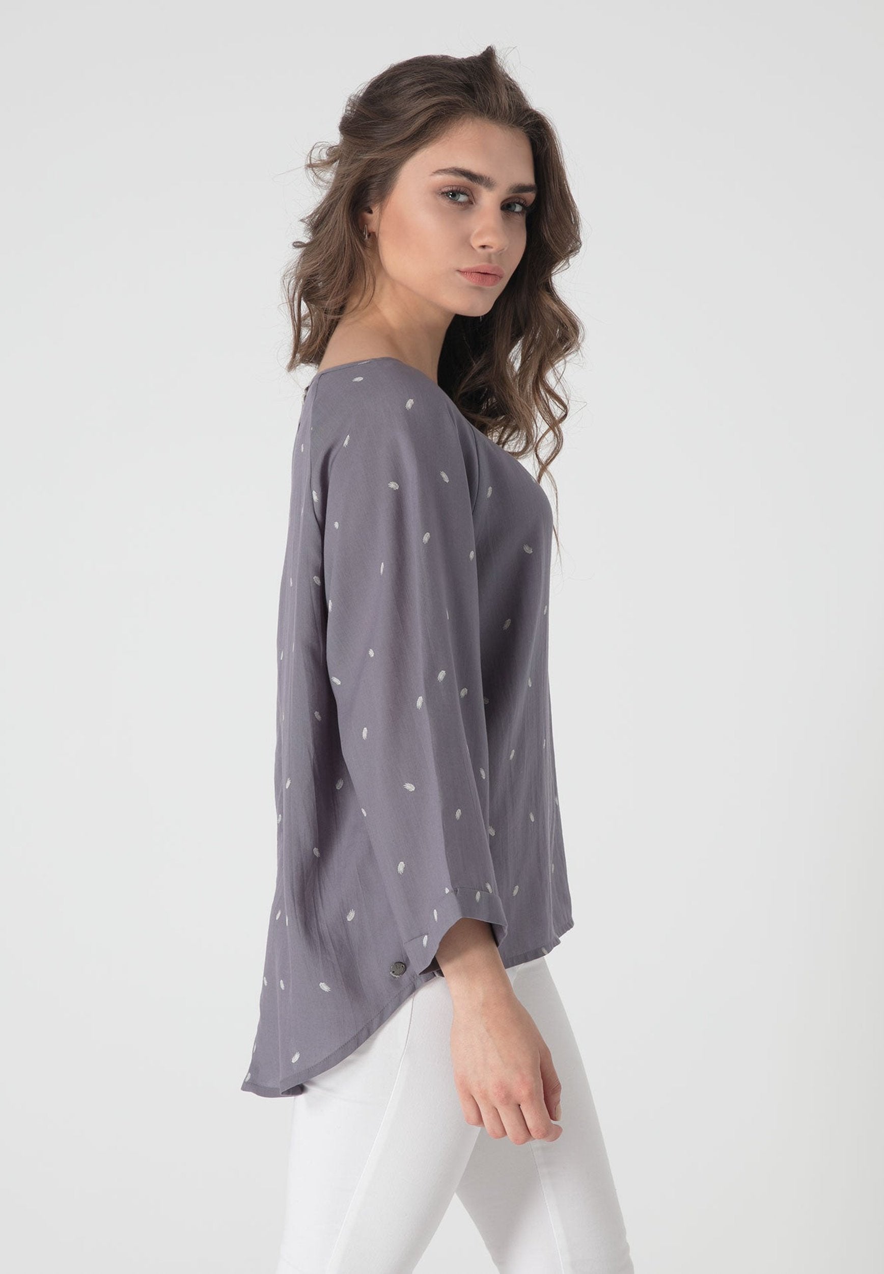 Langarm Bluse aus TENCEL™ Lyocell mit Allover Print