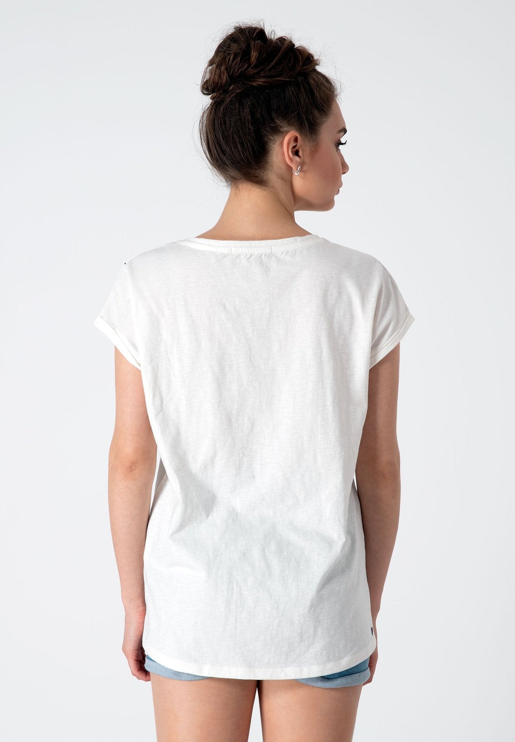 T-Shirt aus Bio-Baumwolle mit aufgesticktem Blumenmotiv