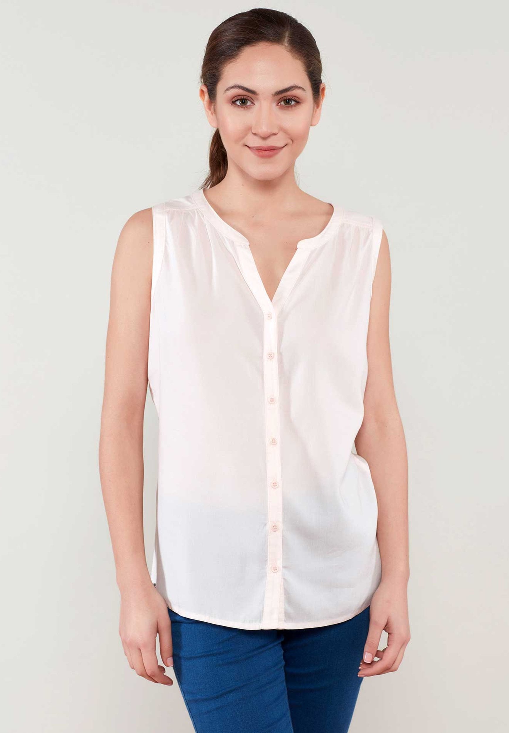 Blusentop aus TENCEL™ Lyocell mit durchgehender Knopfleiste