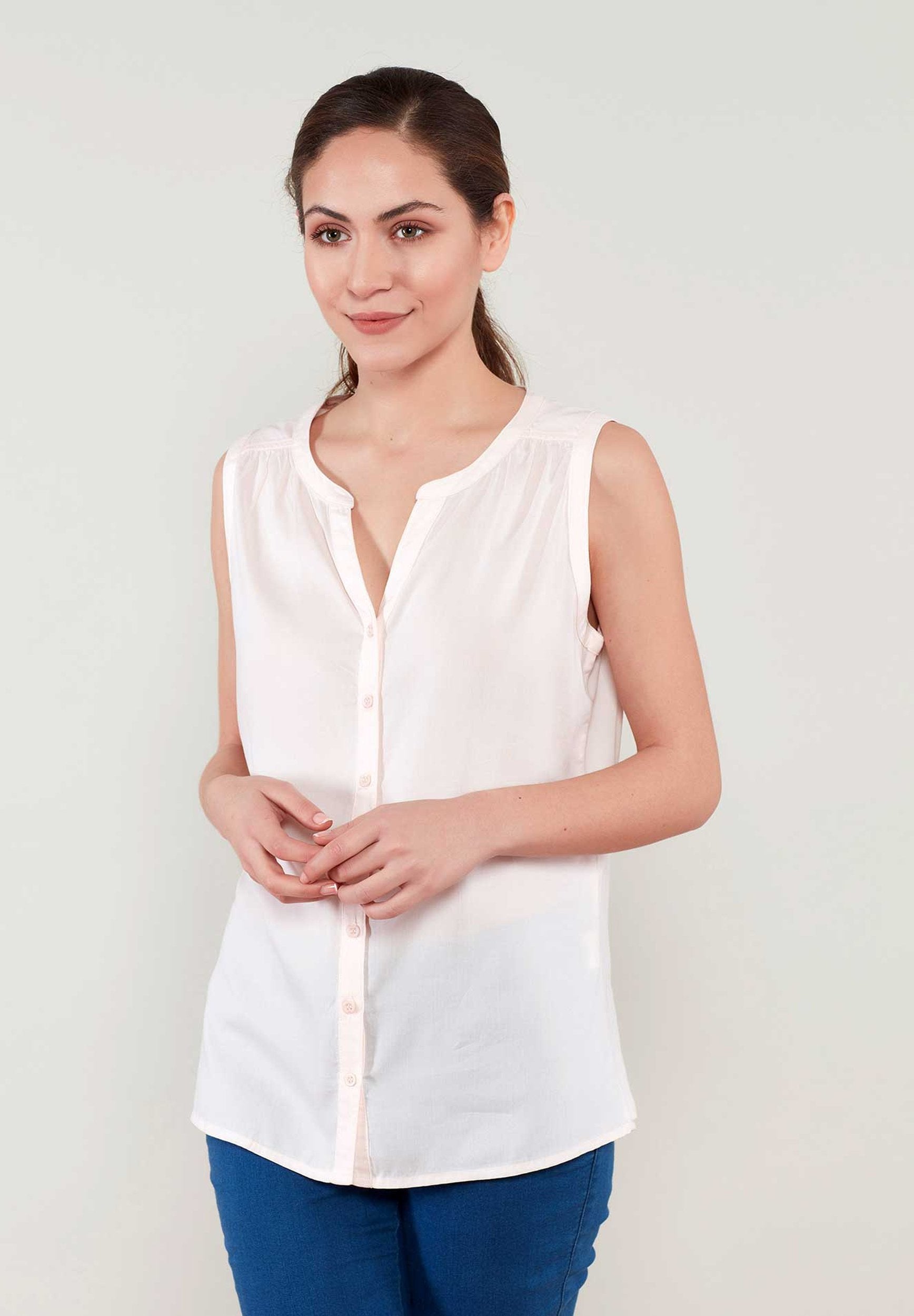 Blusentop aus TENCEL™ Lyocell mit durchgehender Knopfleiste