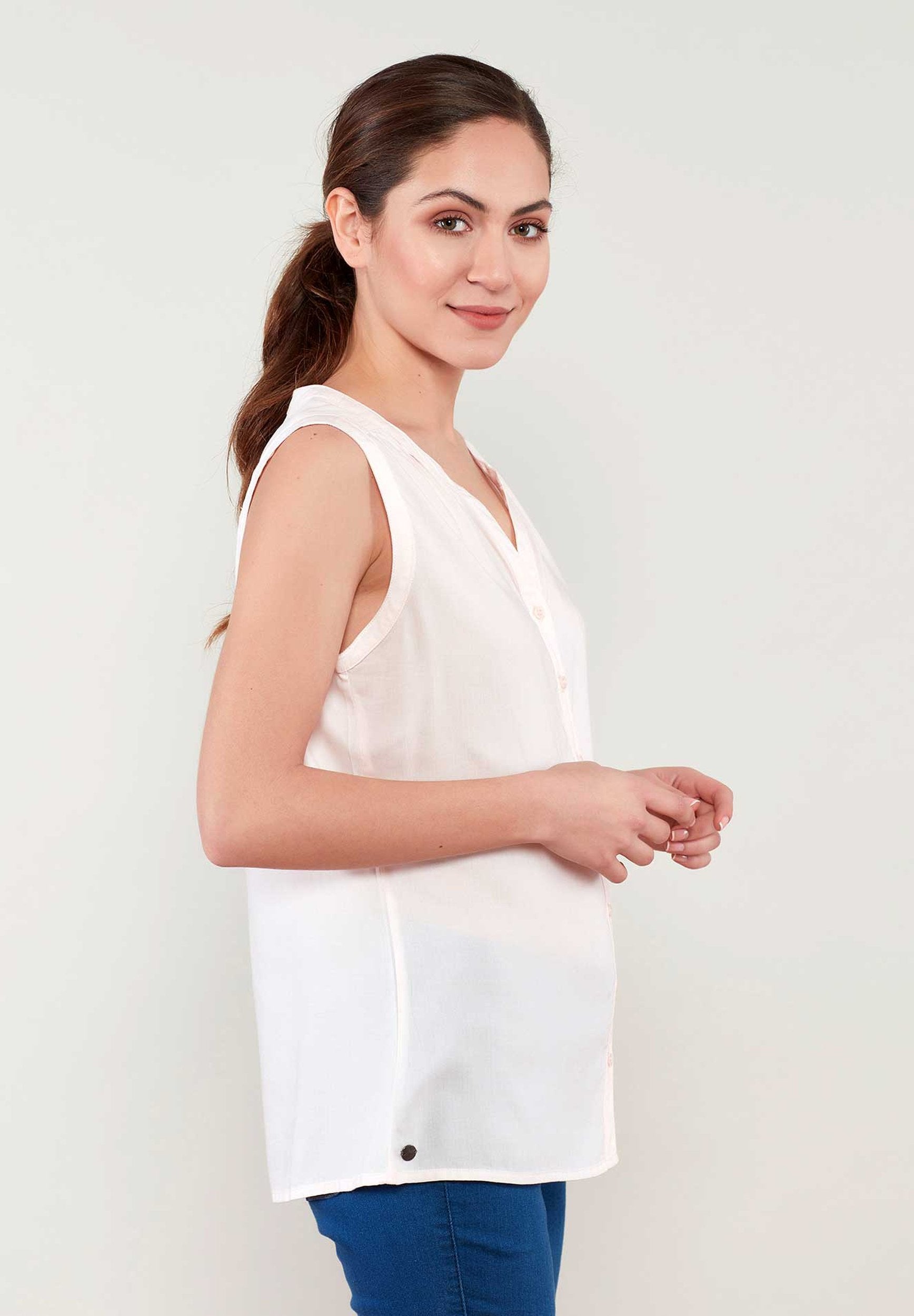 Blusentop aus TENCEL™ Lyocell mit durchgehender Knopfleiste