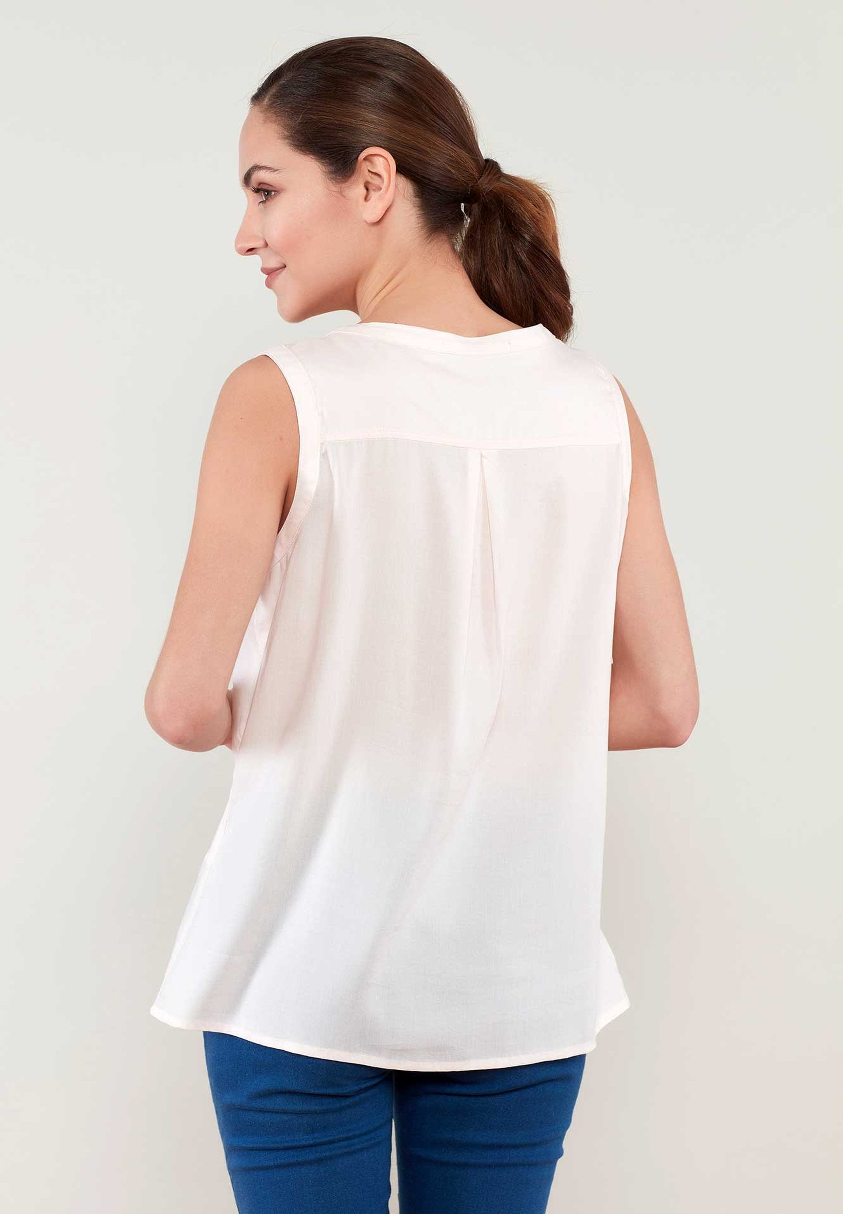 Blusentop aus TENCEL™ Lyocell mit durchgehender Knopfleiste