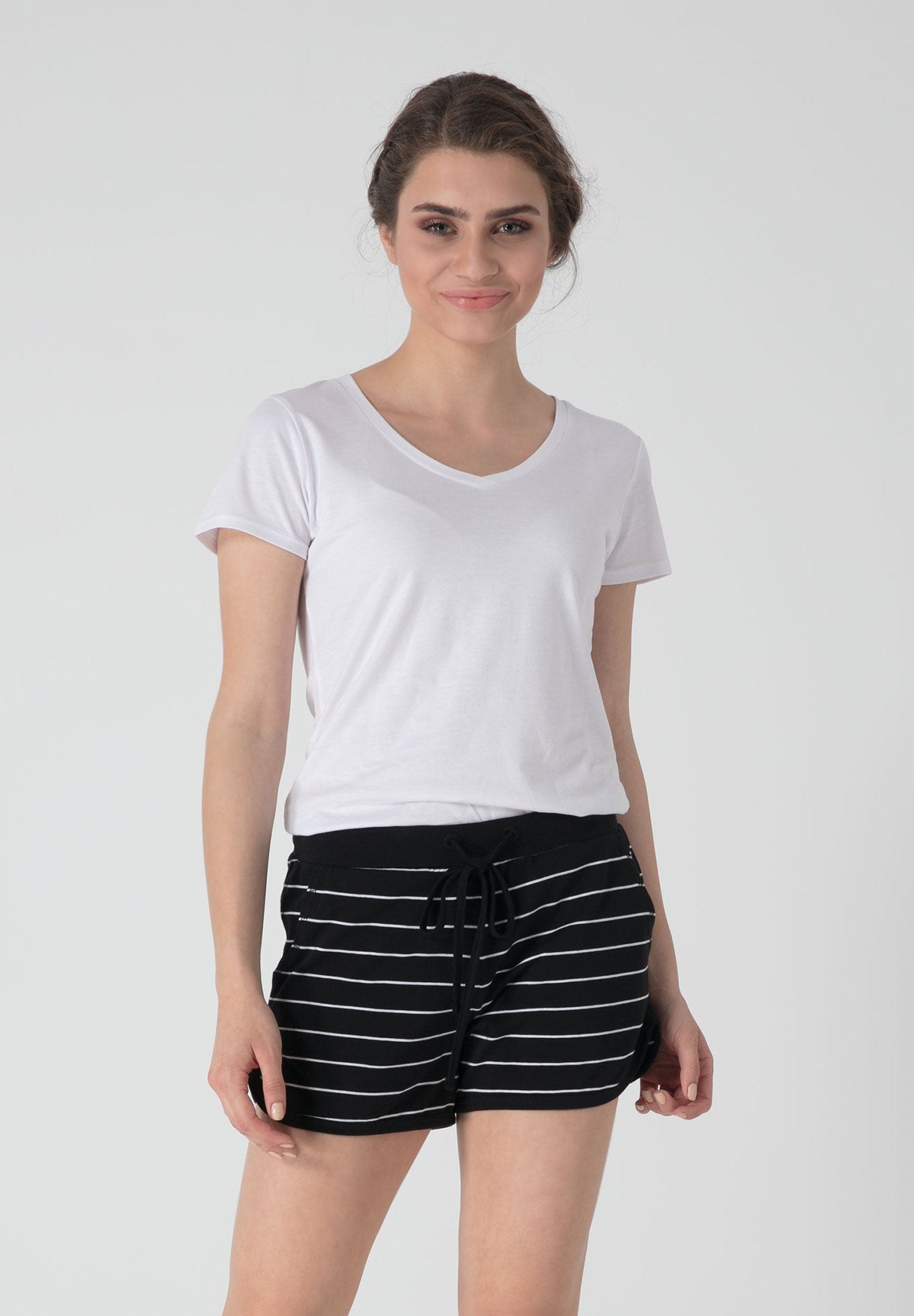 Gestreifte Jersey-Shorts aus Bio-Baumwolle