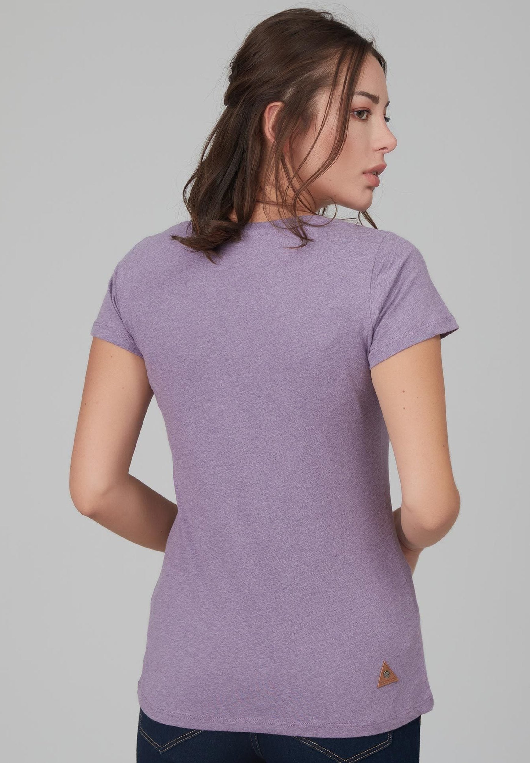 Damen T-Shirt aus Bio-Baumwolle mit Blumenprint WOR6006 Lilac Melange