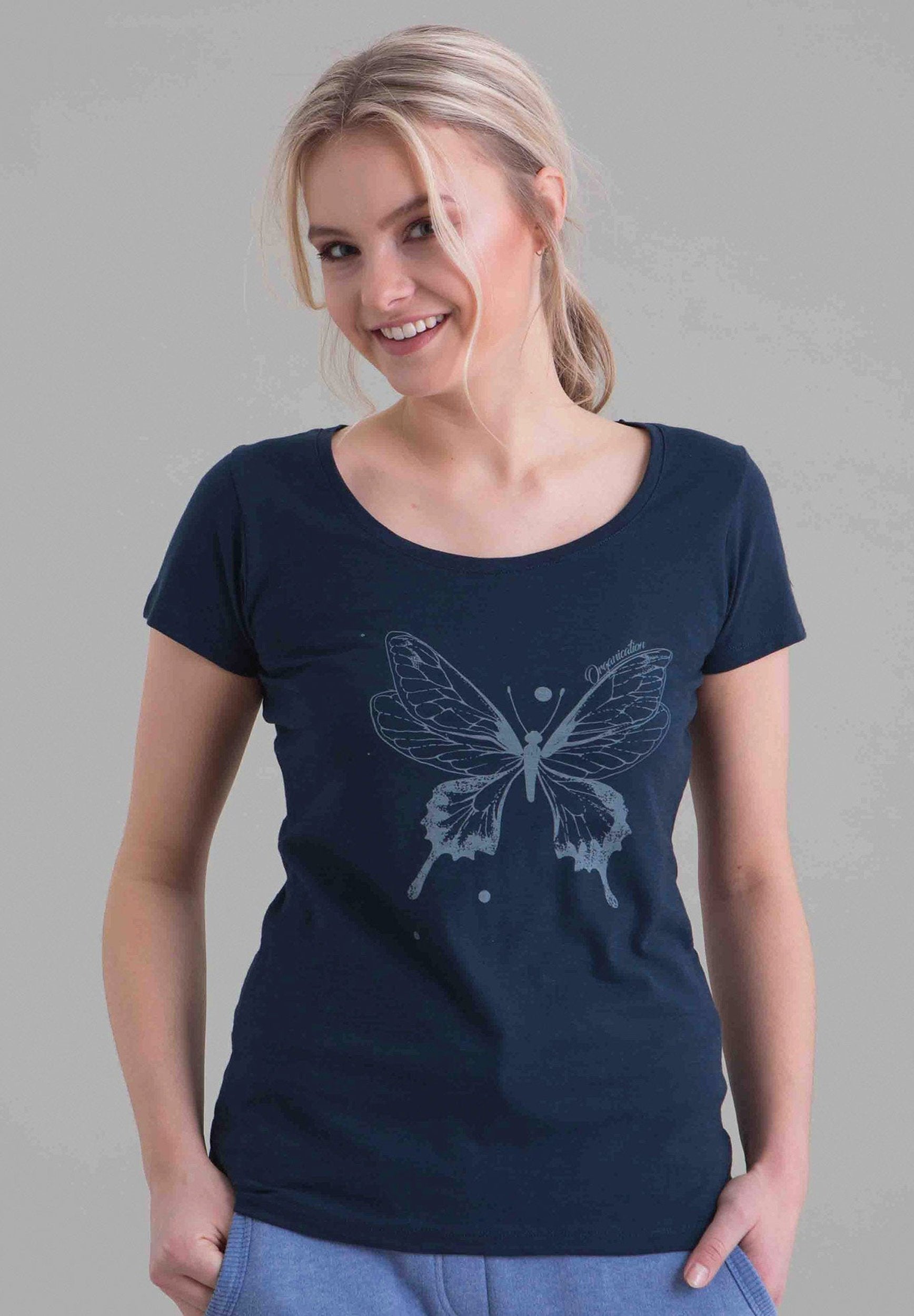 T-Shirt aus Bio-Baumwolle mit Schmetterling-Print