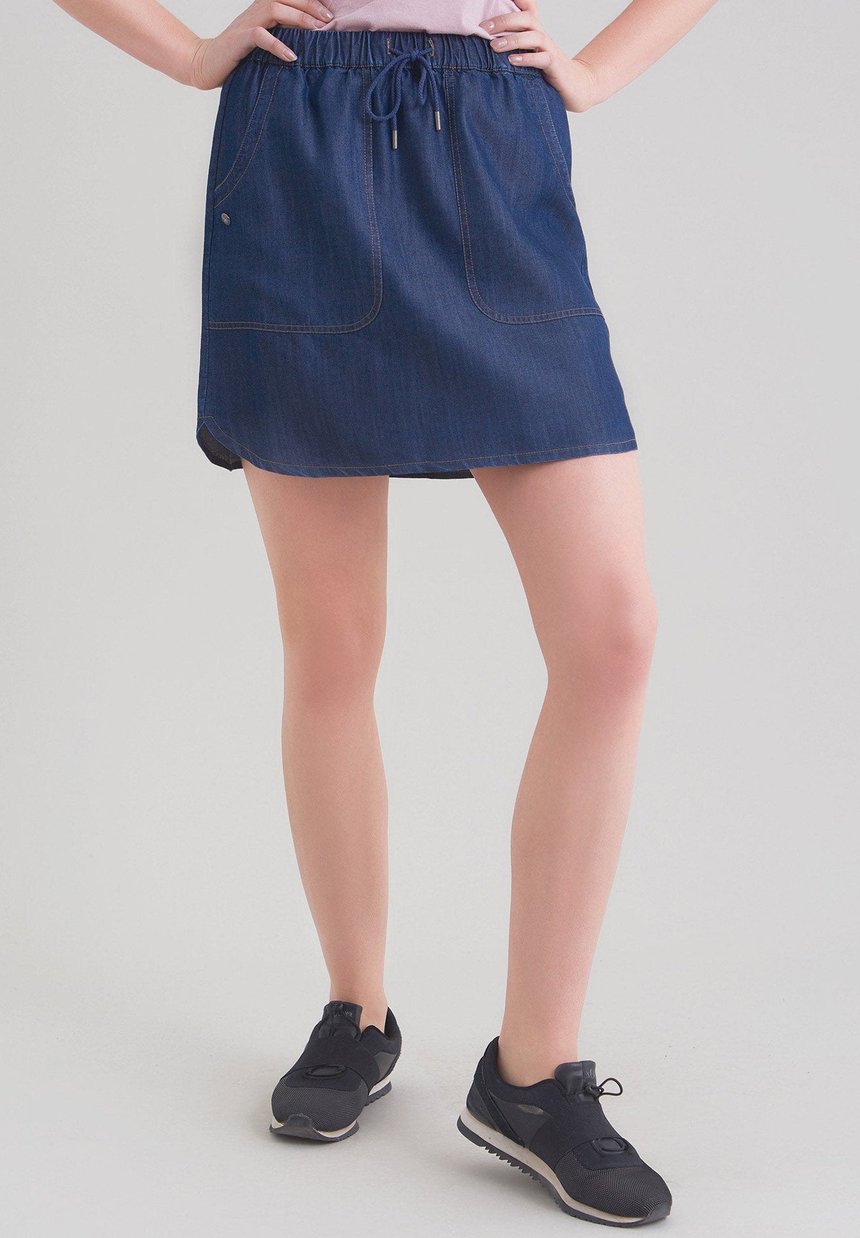 TENCEL™ Lyocell Jeansrock mit Kordel und seitlicher Eingriffstaschen