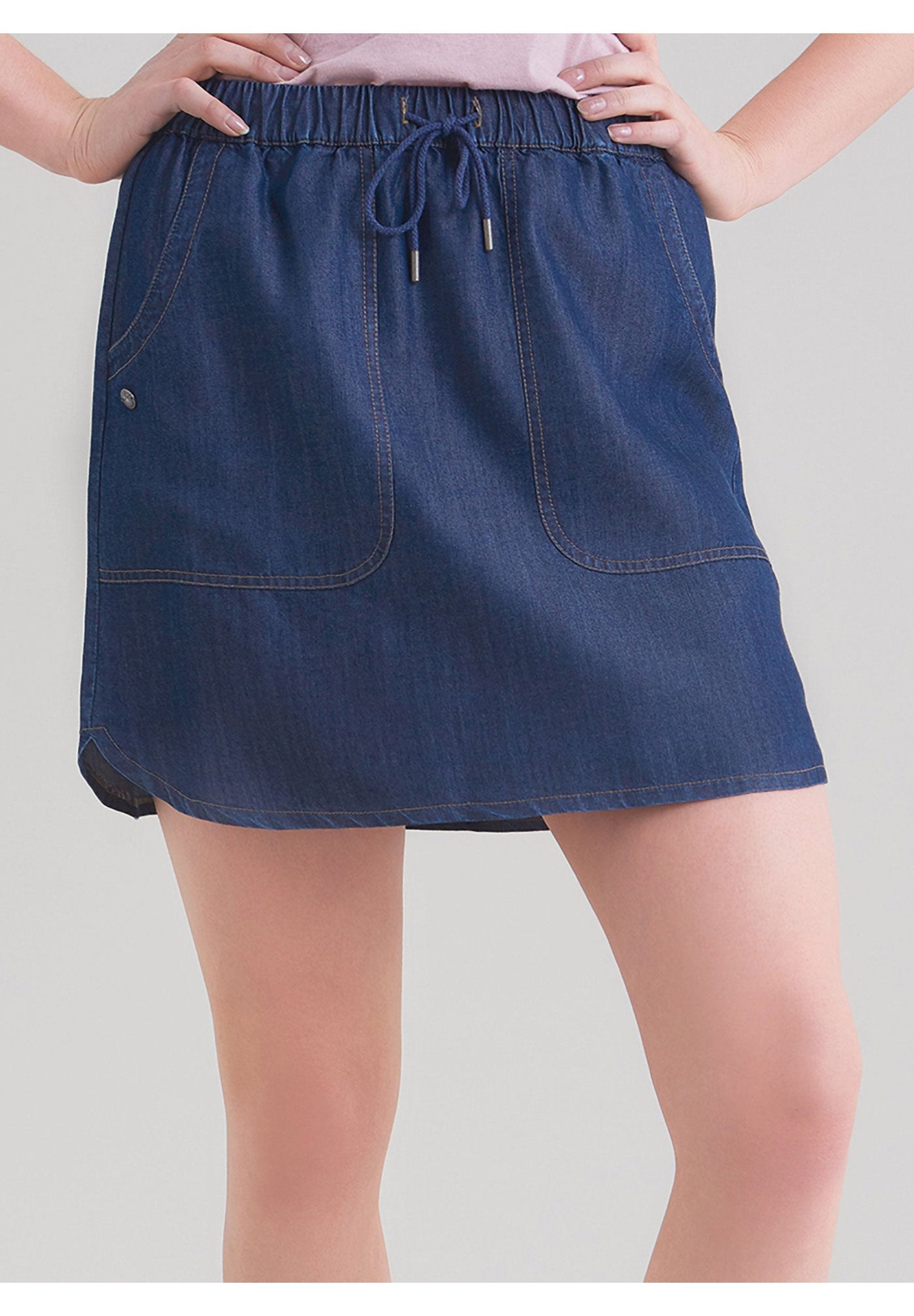 TENCEL™ Lyocell Jeansrock mit Kordel und seitlicher Eingriffstaschen