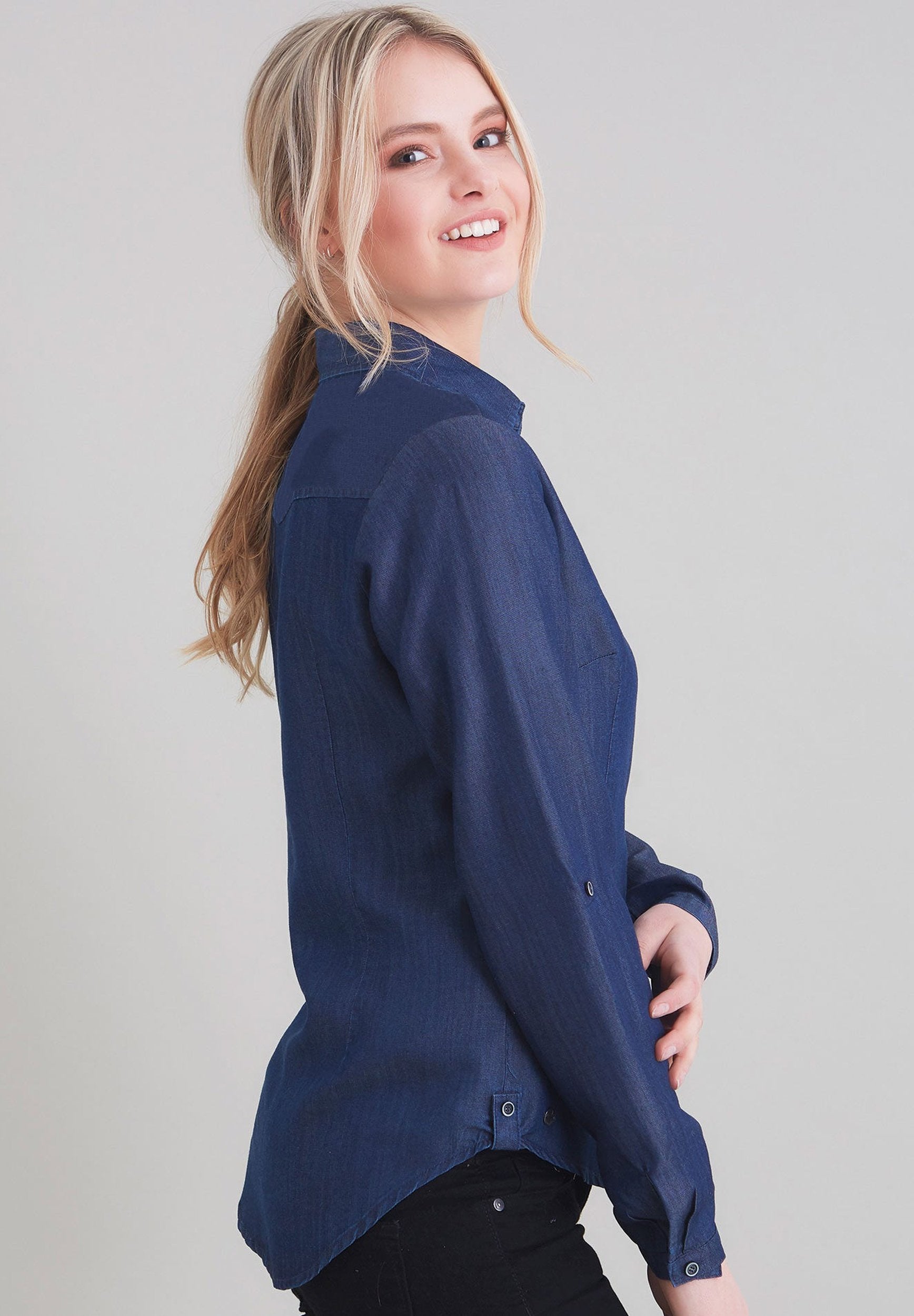TENCEL™ Lyocell Jeansbluse in Denim Ware