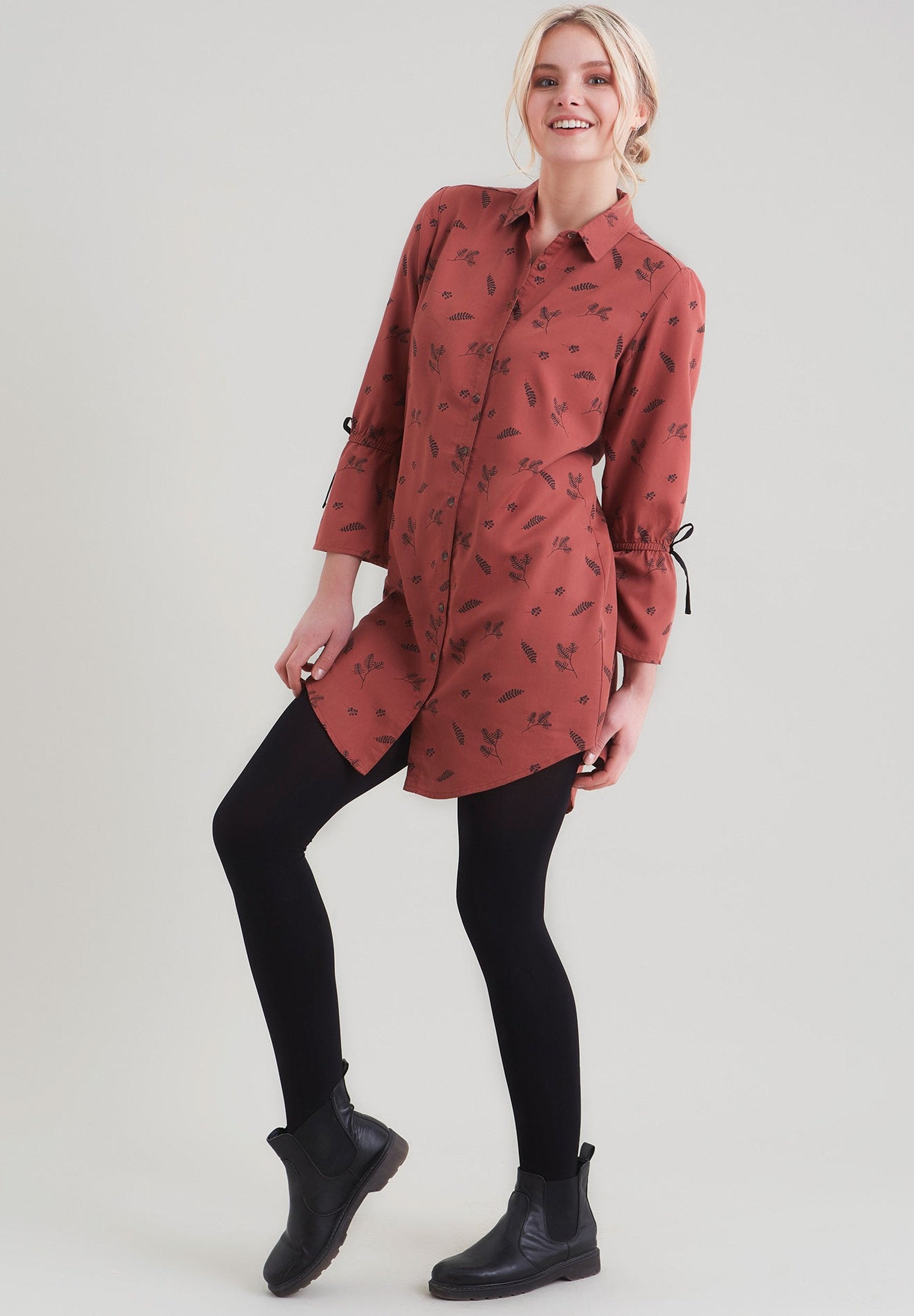 TENCEL™ Lyocell gemustertes Hemdkleid