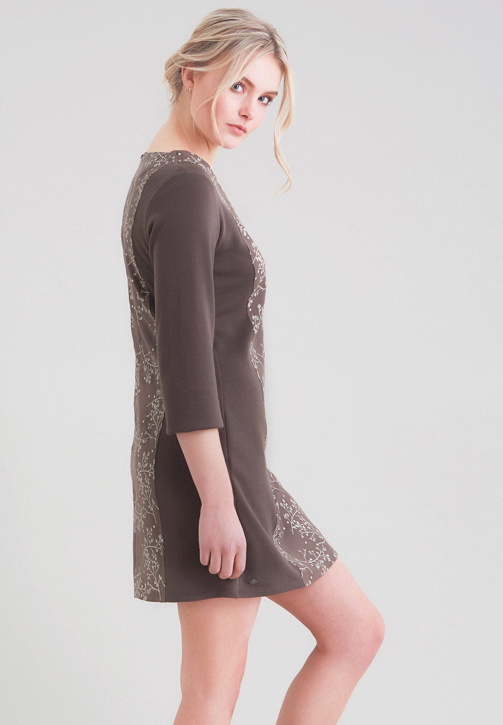TENCEL™ Lyocell 3/4 Arm Kleid mit aufregendem Kontrast-details