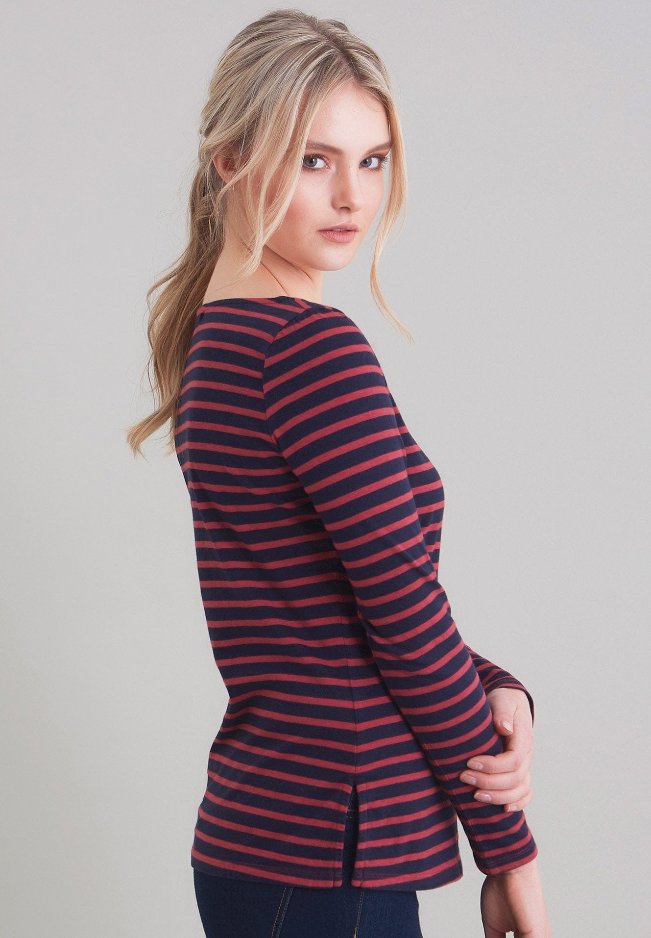 Langarmshirt mit coolem Ringel-look aus Bio-Baumwolle