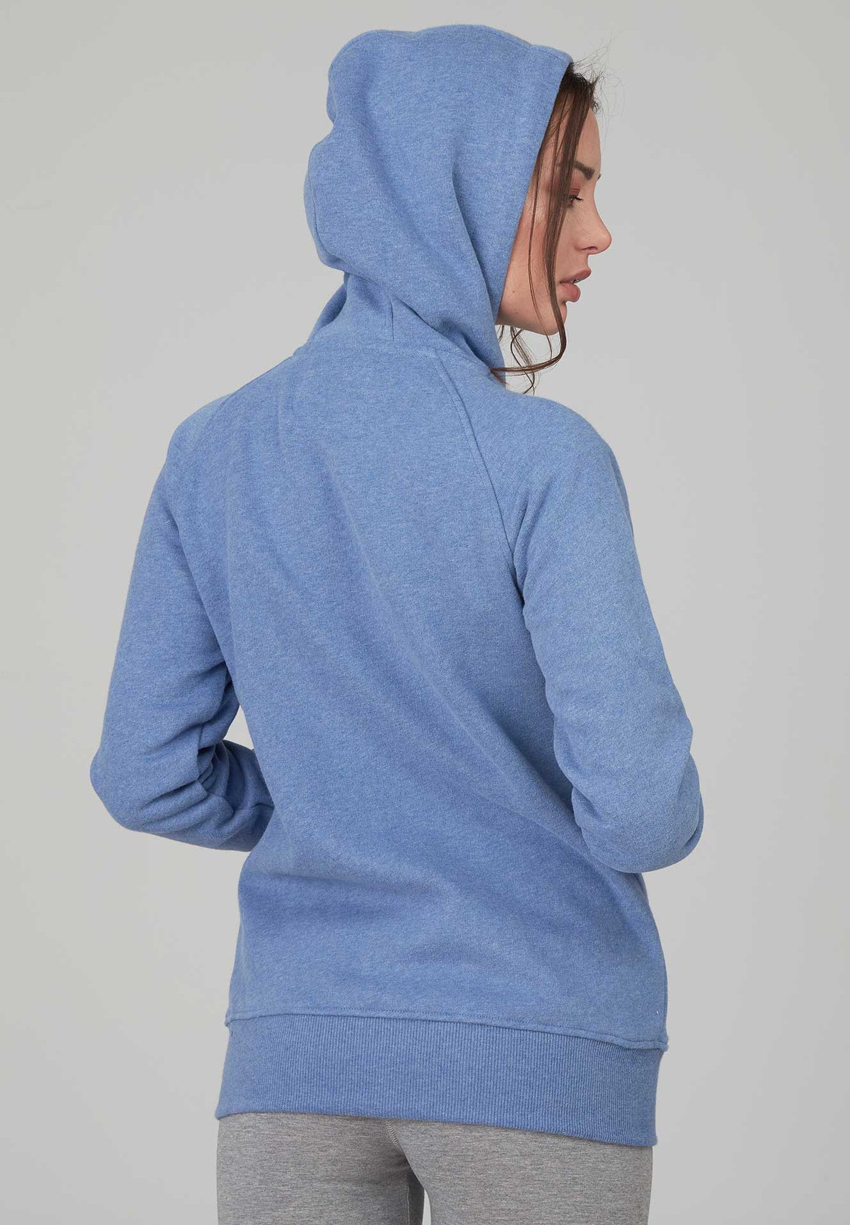 Kapuzensweatjacke in moderner Melange optik aus Bio-Baumwolle