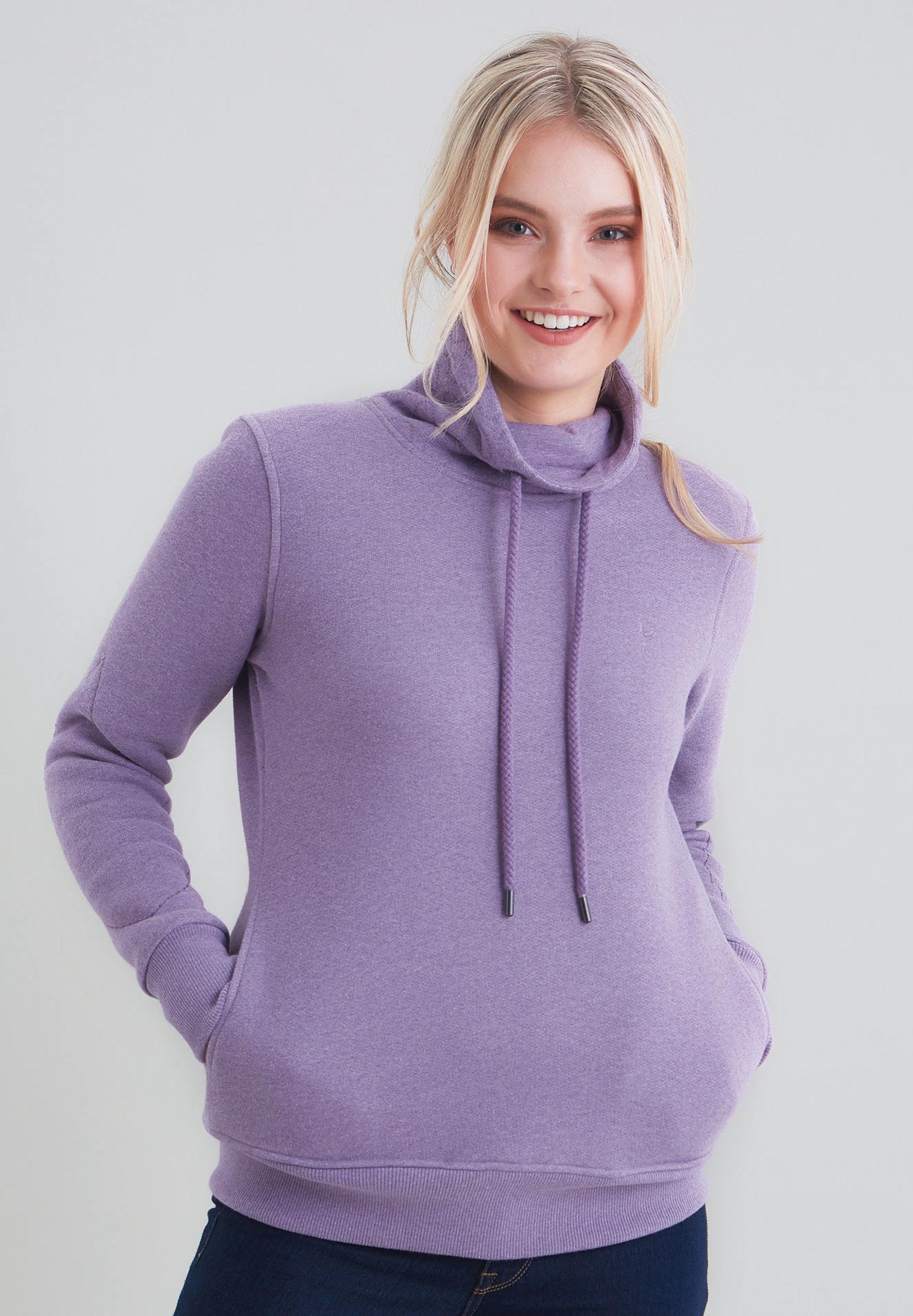 Schalkragen Sweater mit seitlichen Eingriffstaschen aus Bio-Baumwolle