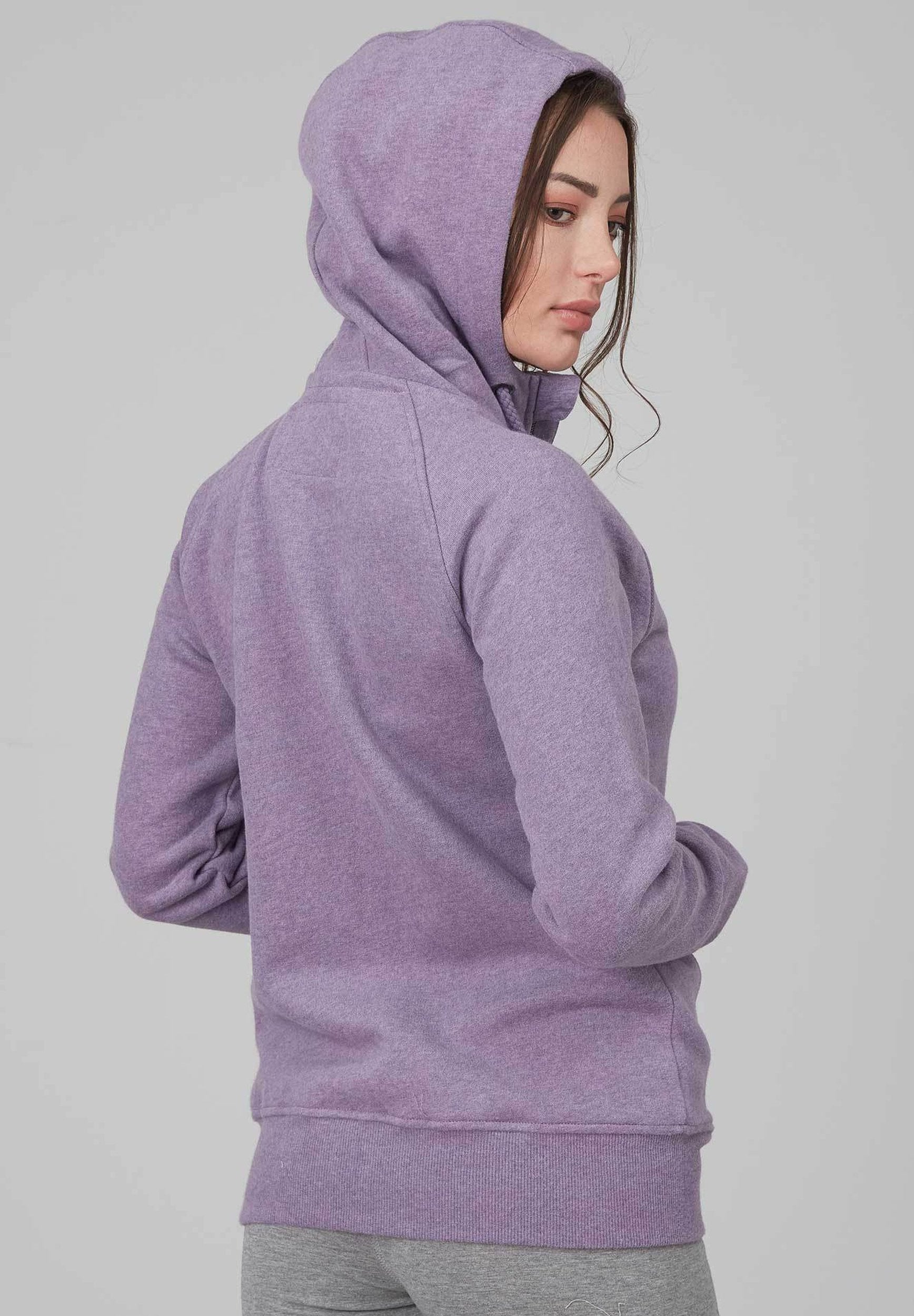 Damen Kapuzensweatjacke aus Bio-Baumwolle Meliert WOR6117 Lilac Melange