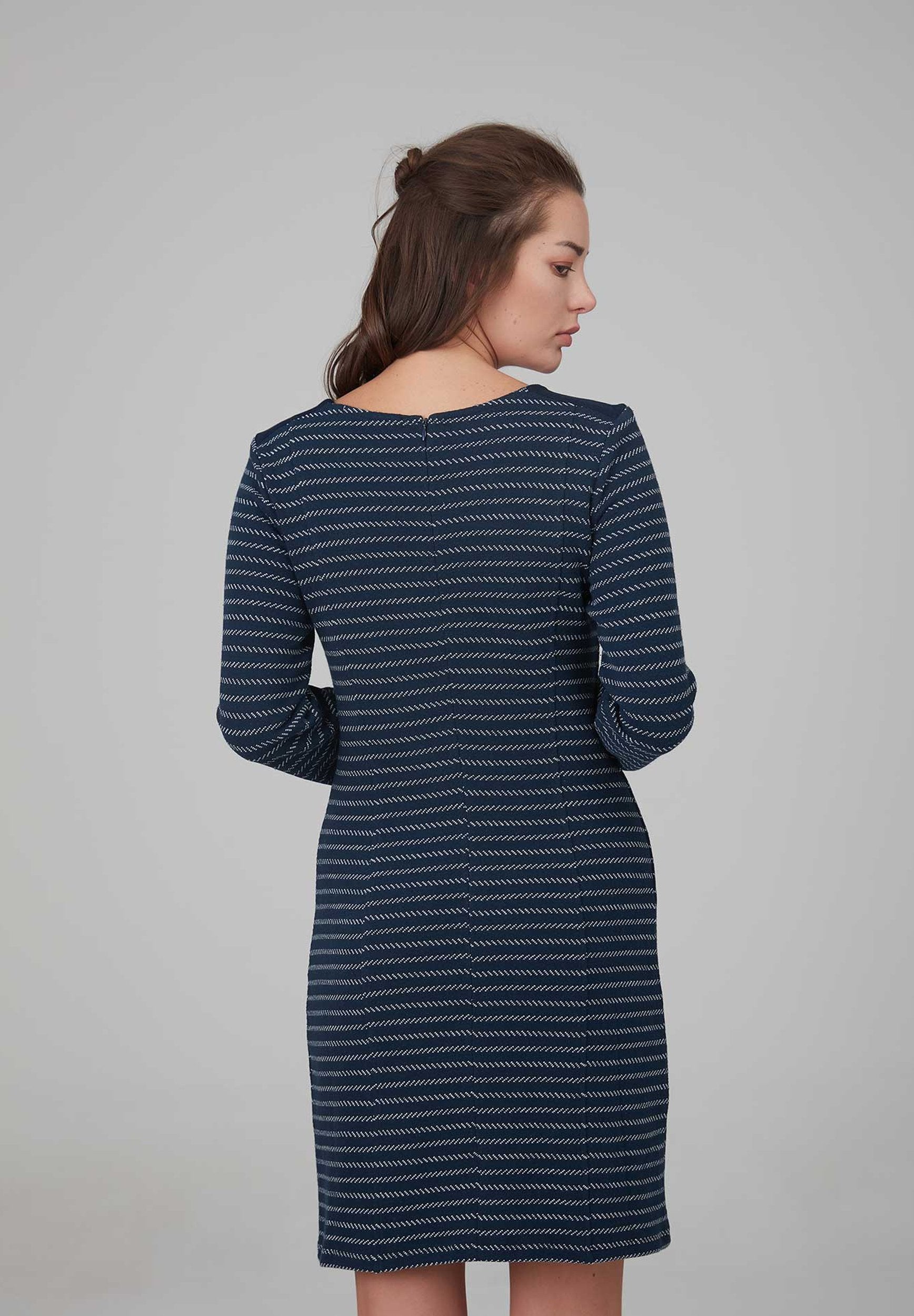 Langarm Kleid mit Streifen-Look aus Bio-Baumwolle