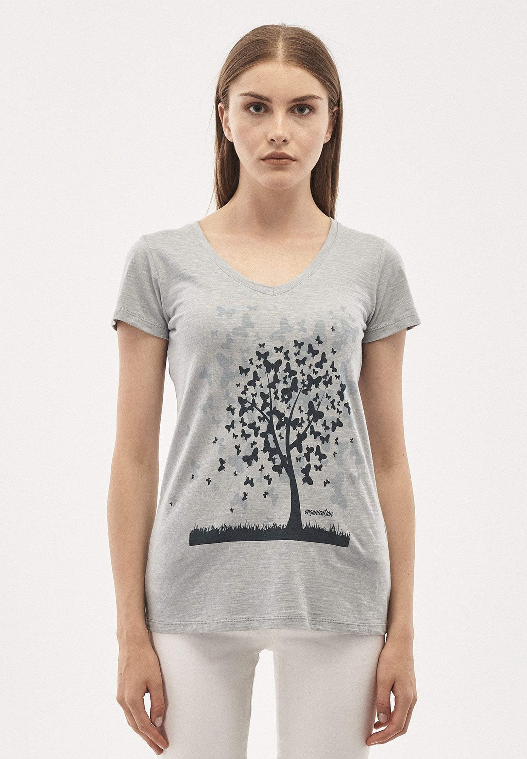 T-Shirt aus Bio-Baumwolle mit Baum-Print