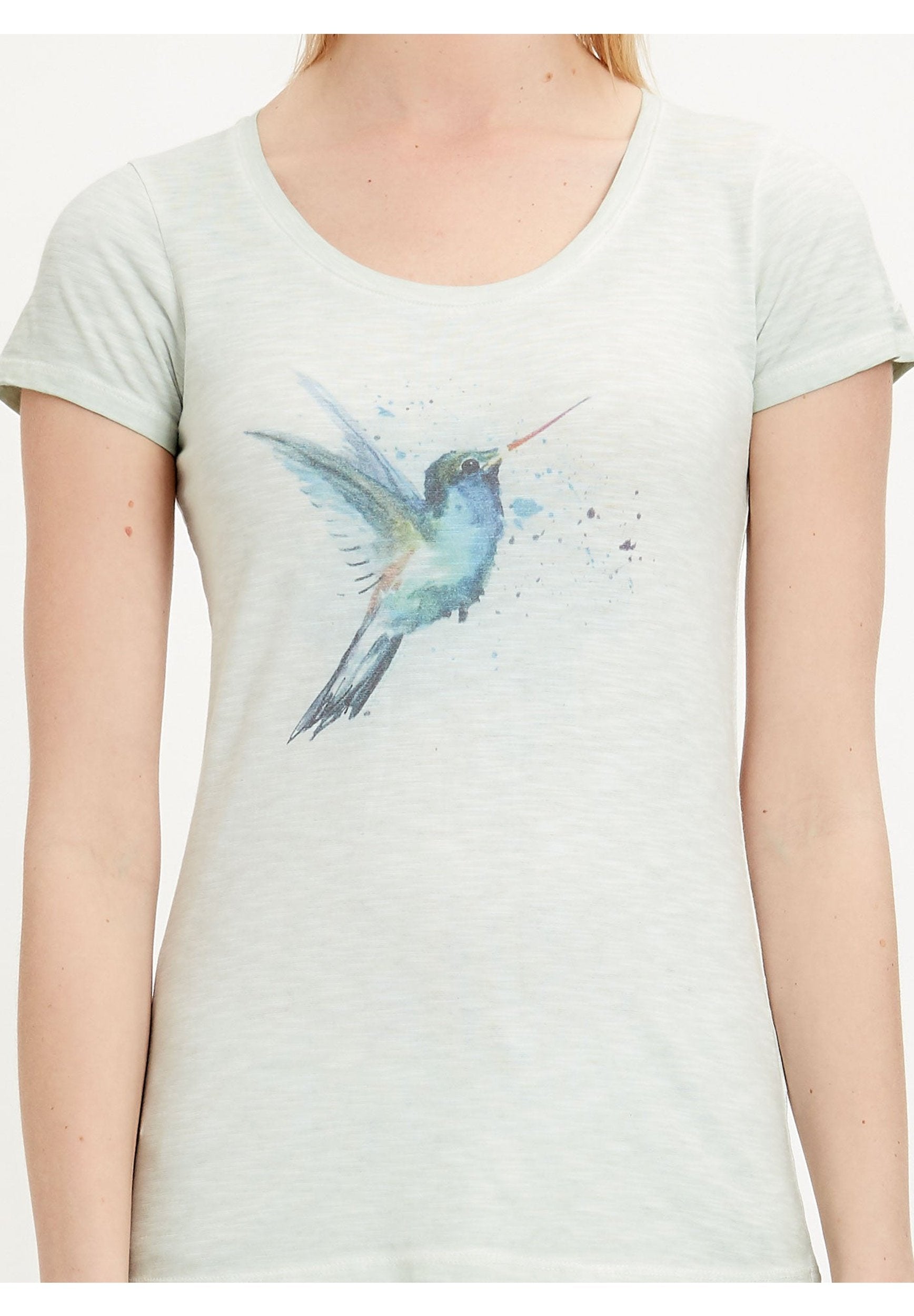 Garment Dyed T-Shirt aus Bio-Baumwolle mit Vogel-Print