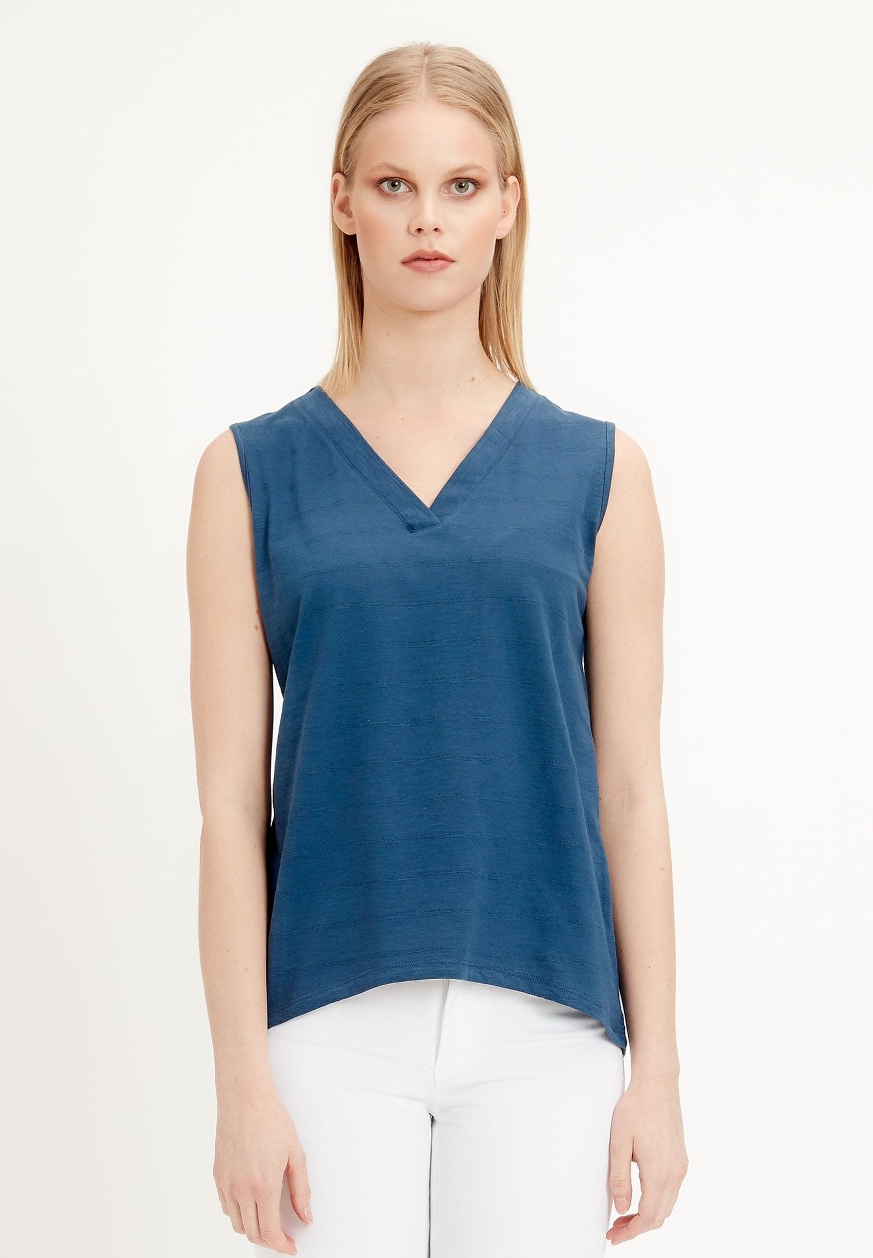 Top aus Bio-Baumwolle in Jacquard Slub-Jersey