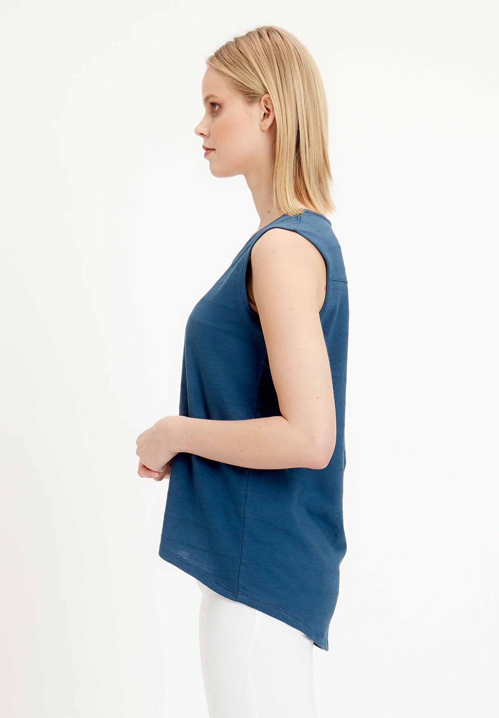 Top aus Bio-Baumwolle in Jacquard Slub-Jersey