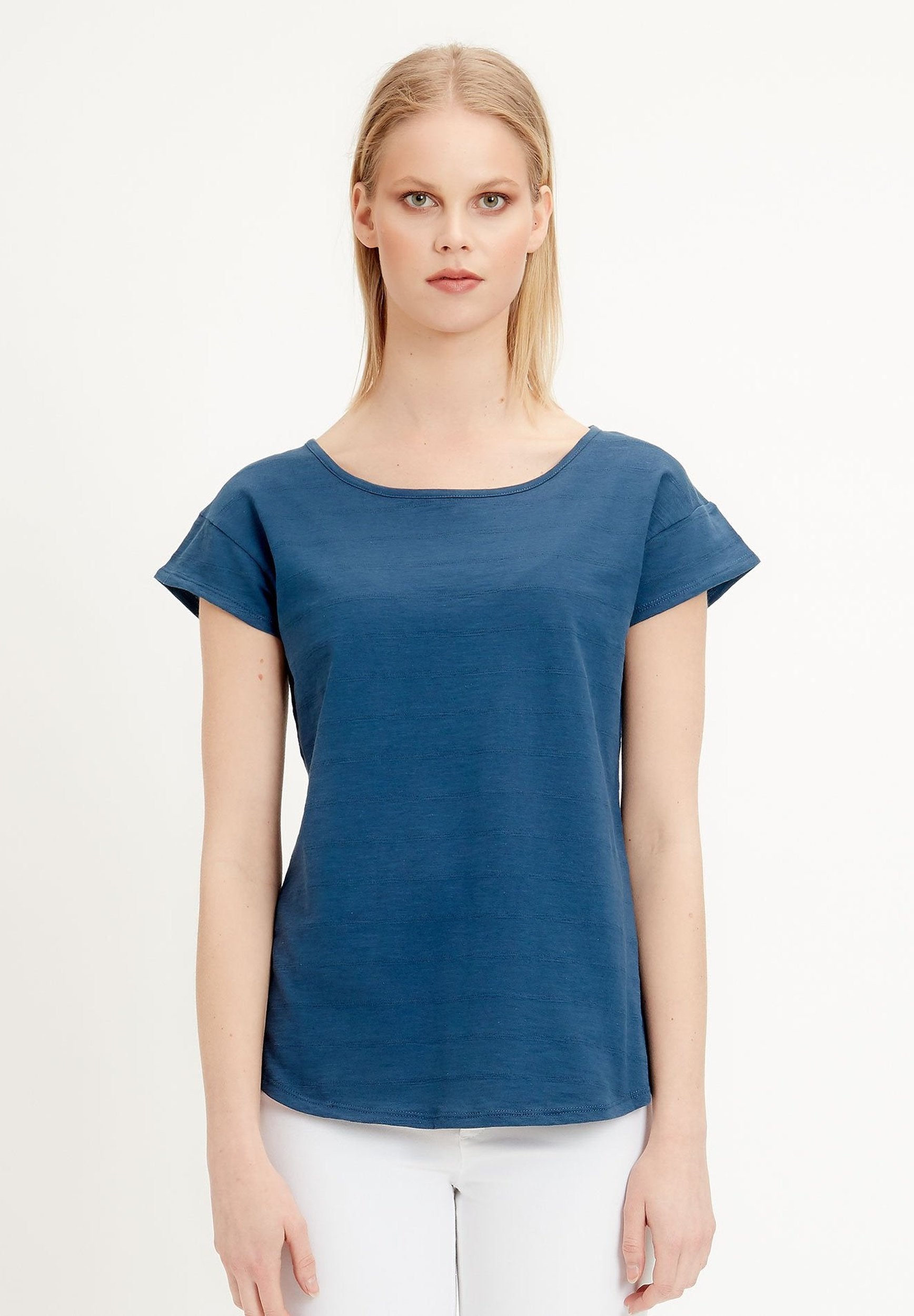 Damen T-Shirt aus Bio-Baumwolle mit Jacquardmuster