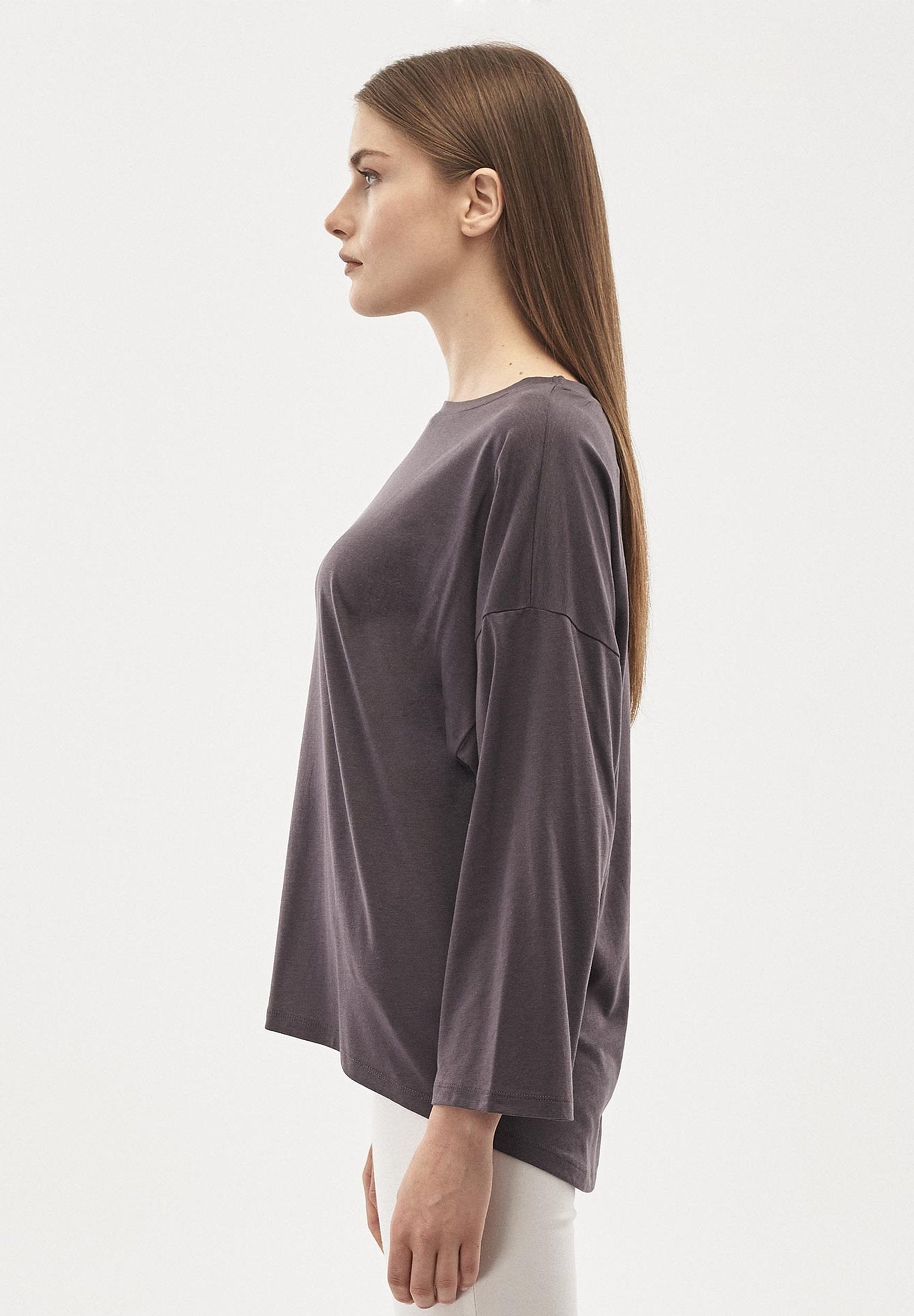 Langarmshirt aus TENCEL™ Lyocell-Mix mit U-Boot-Ausschnitt