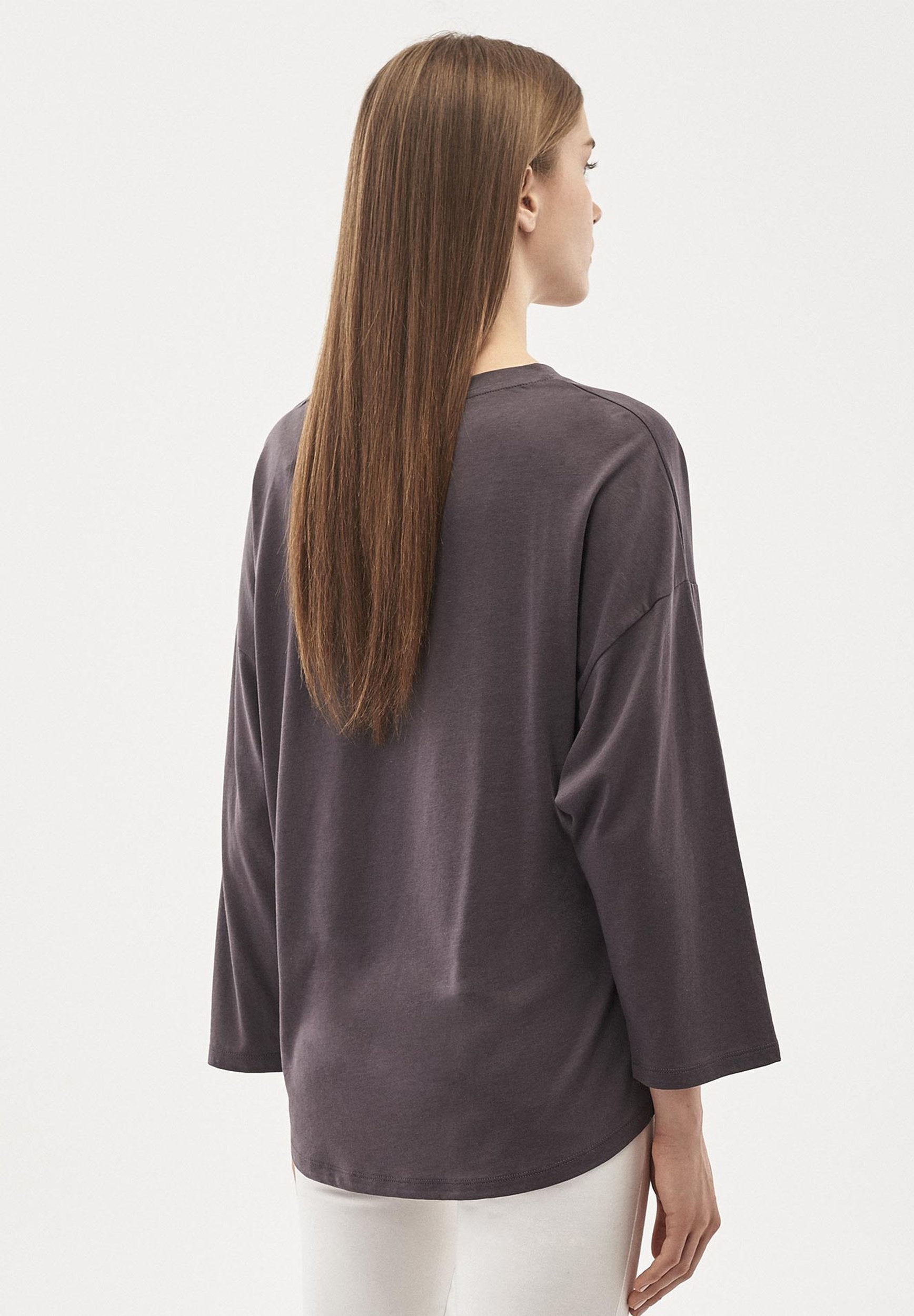 Langarmshirt aus TENCEL™ Lyocell-Mix mit U-Boot-Ausschnitt
