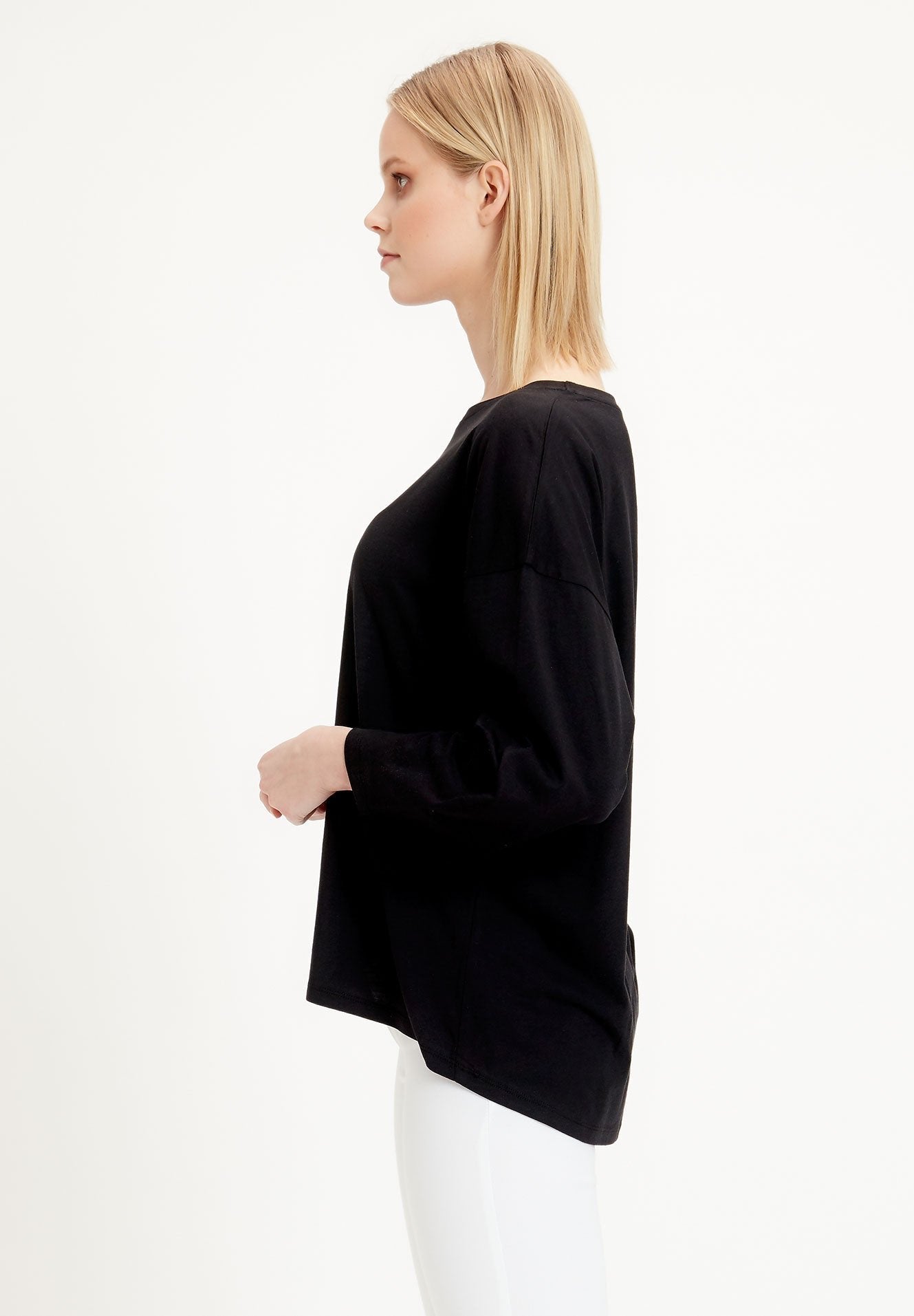 Langarmshirt aus TENCEL™ Lyocell-Mix mit U-Boot-Ausschnitt