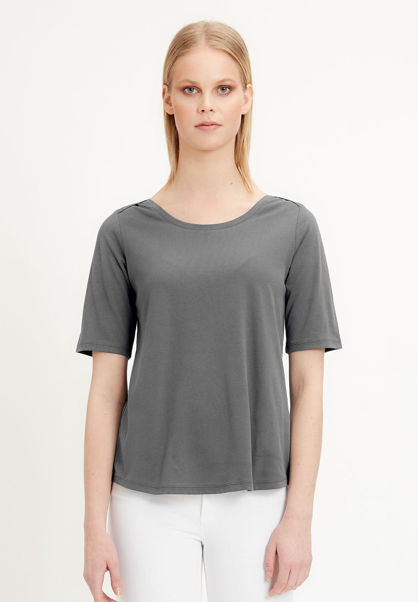 T-Shirt aus TENCEL™ Lyocell Baumwolle Mix mit halblangen Ärmeln
