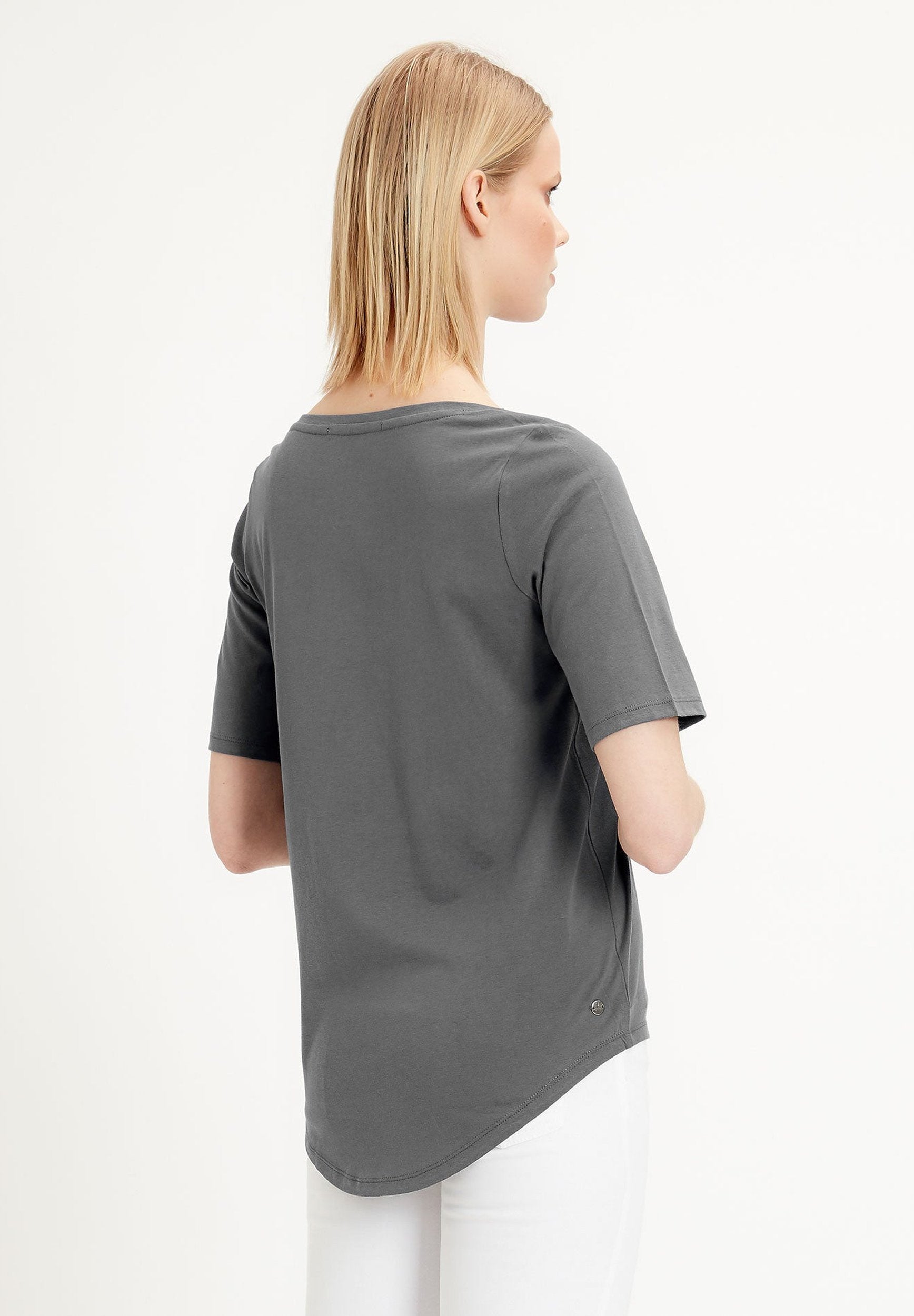 T-Shirt aus TENCEL™ Lyocell Baumwolle Mix mit halblangen Ärmeln