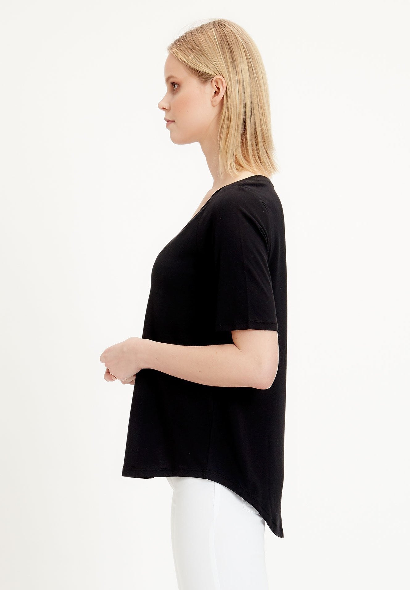 T-Shirt aus TENCEL™ Lyocell Baumwolle Mix mit halblangen Ärmeln
