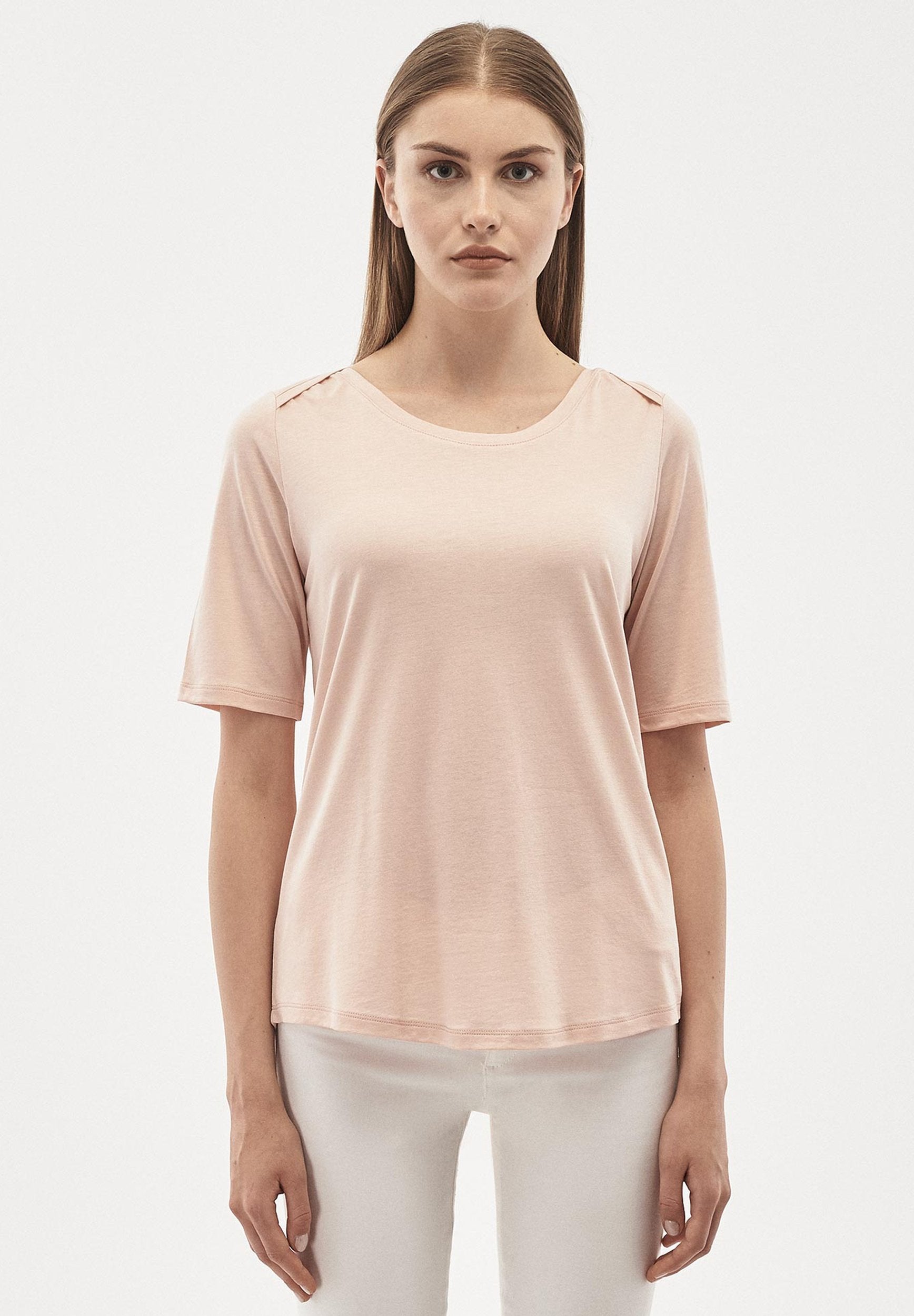 T-Shirt aus TENCEL™ Lyocell Baumwolle Mix mit halblangen Ärmeln