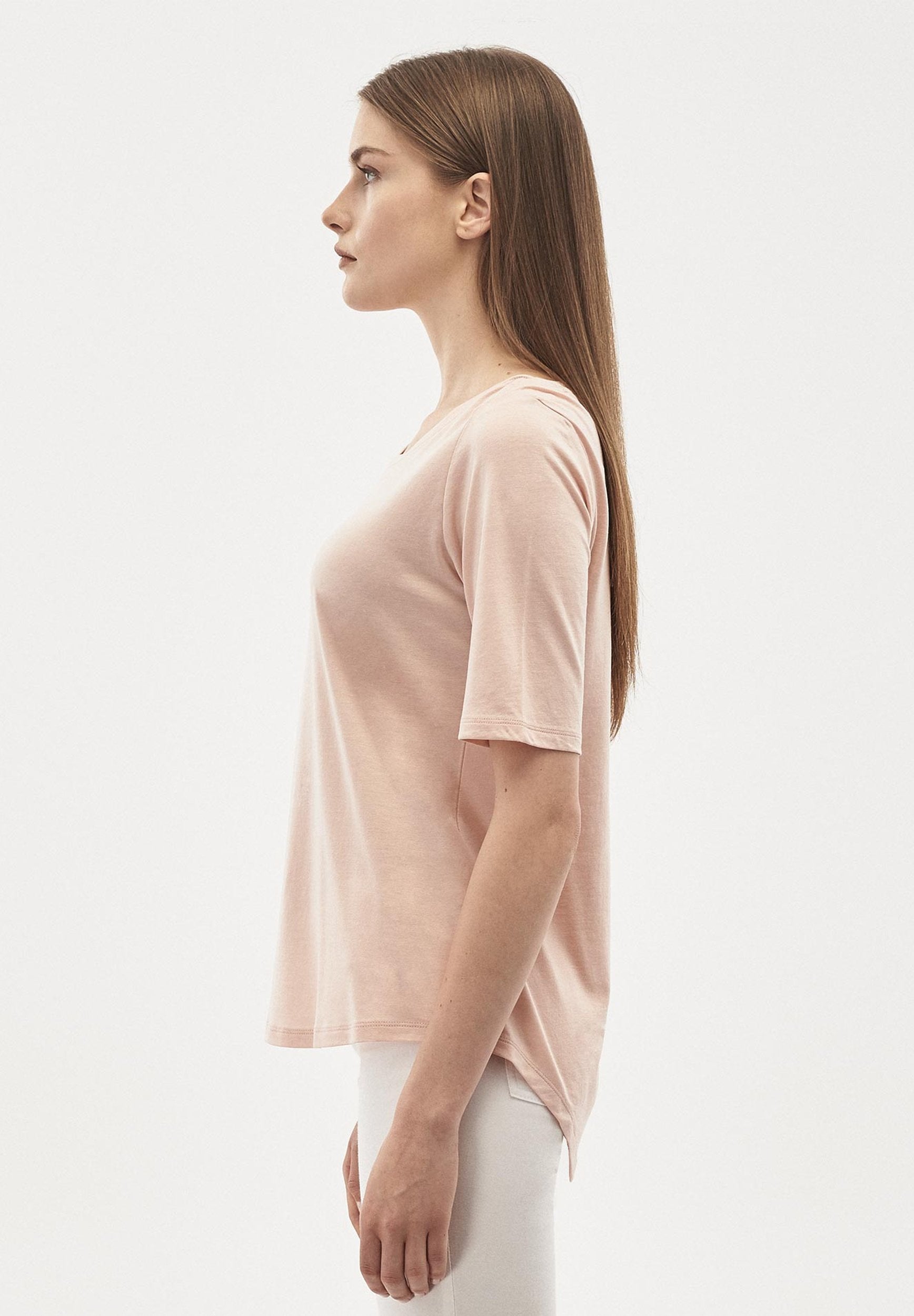 T-Shirt aus TENCEL™ Lyocell Baumwolle Mix mit halblangen Ärmeln